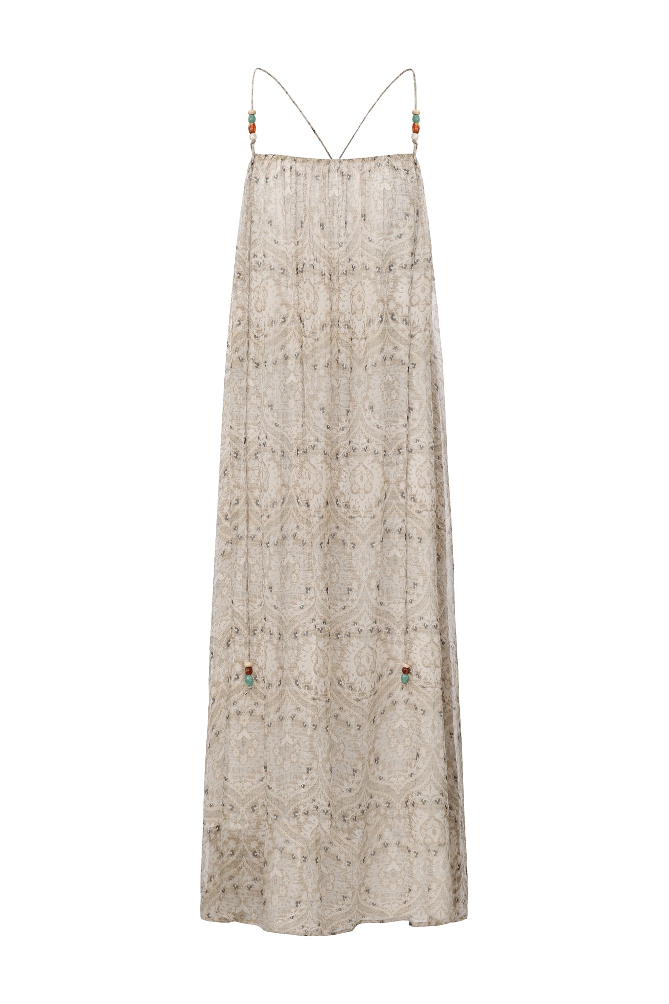 VERSION9 Beaded Strap Ruched Maxi Dress