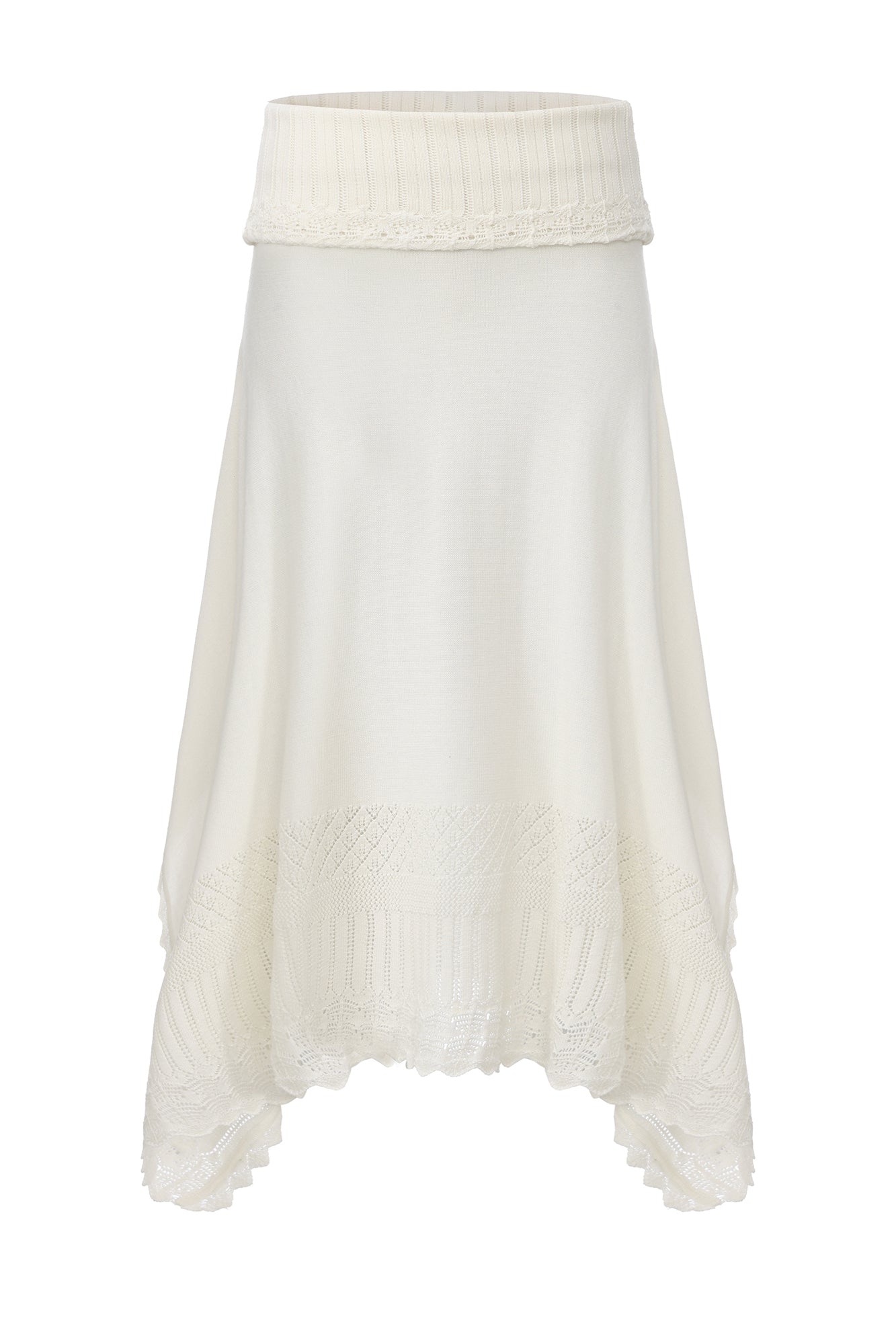 VERSION9 Handkerchief Hem Knit-Trim Midi Skirt