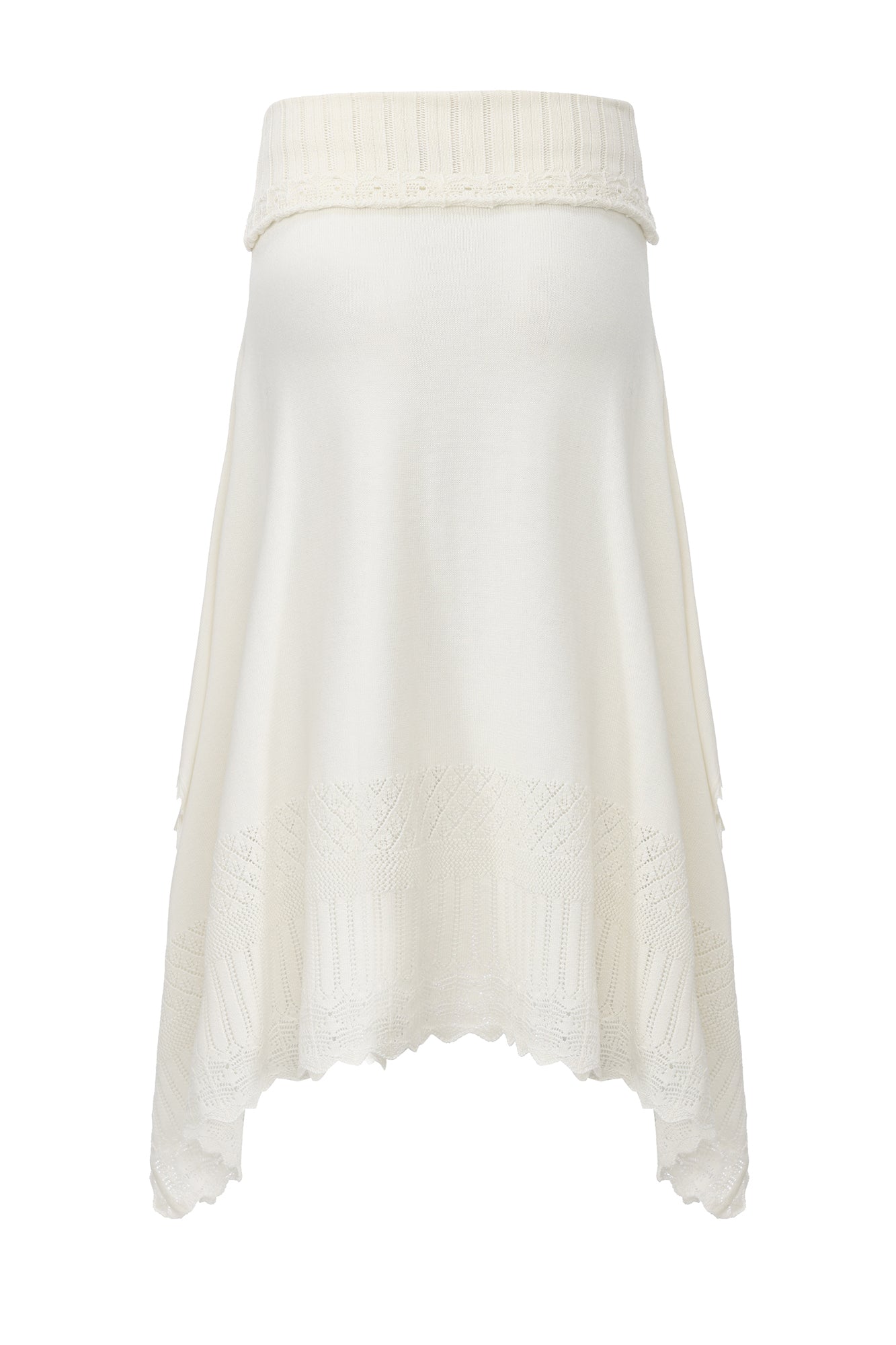 VERSION9 Handkerchief Hem Knit-Trim Midi Skirt