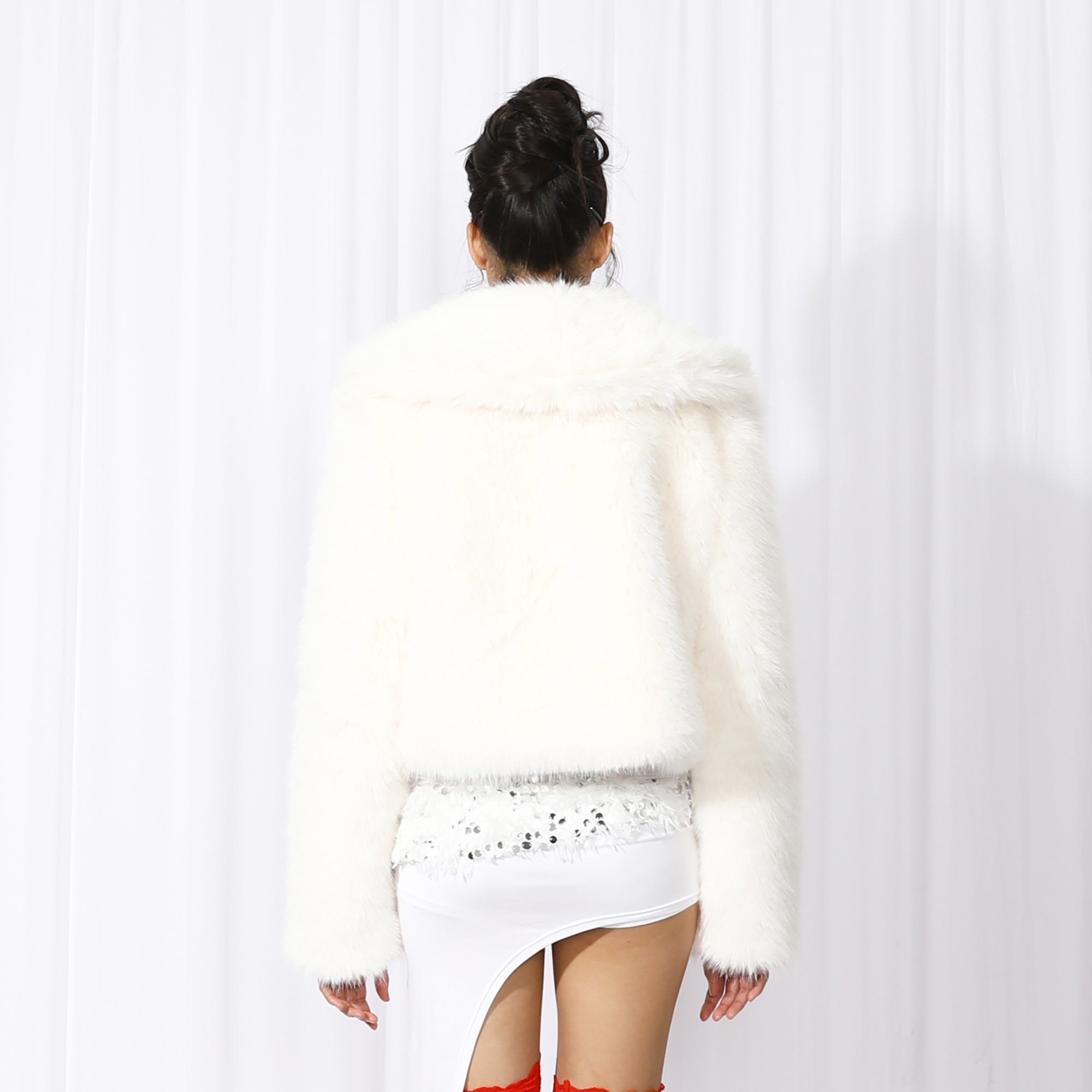 NEVER OFFEND L ANGEL Faux Fur Crossover Quilted Jacket