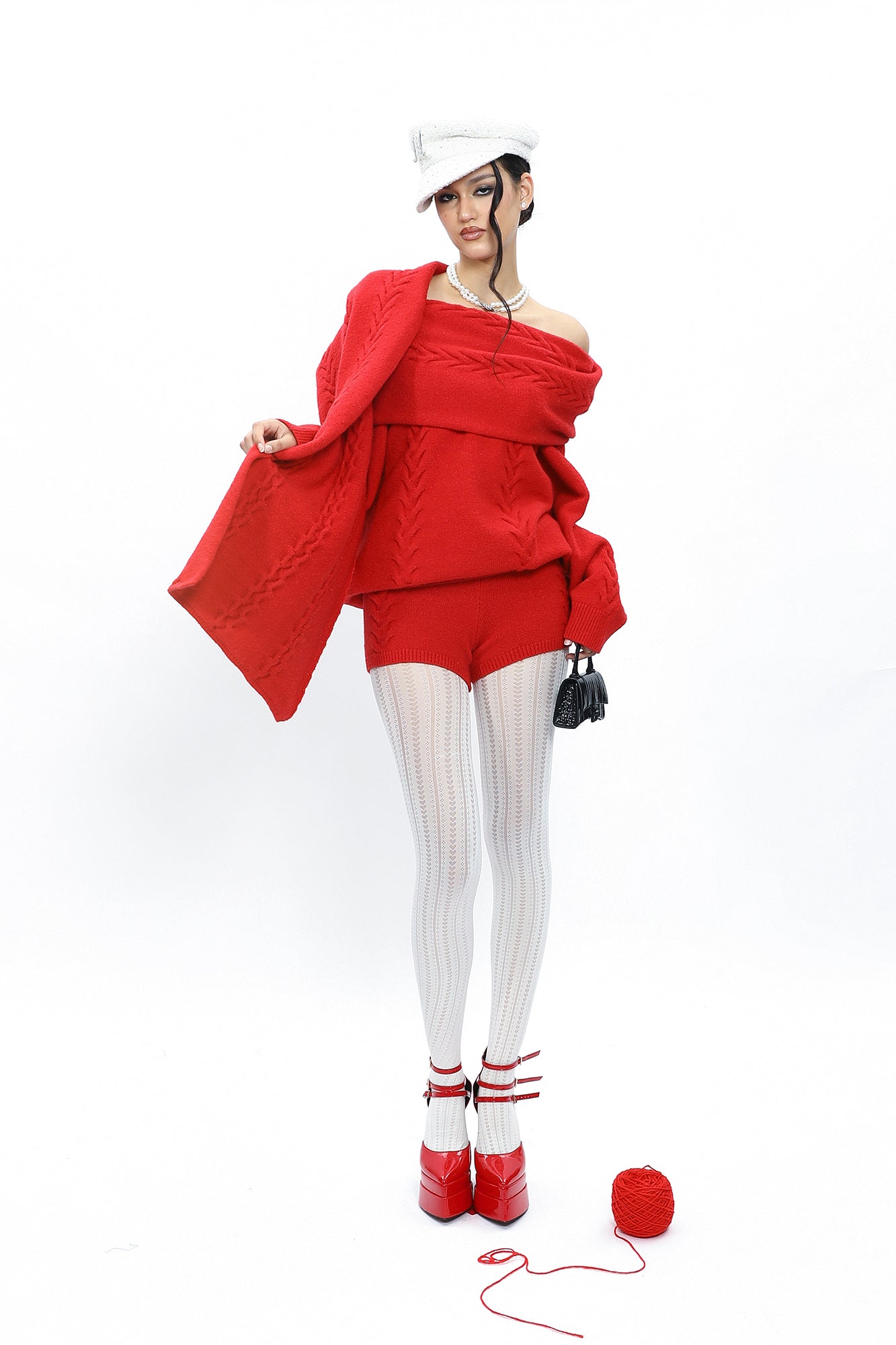 NEVER OFFEND L ANGEL Oversized Draped-Scarf Cable-Knit Sweater