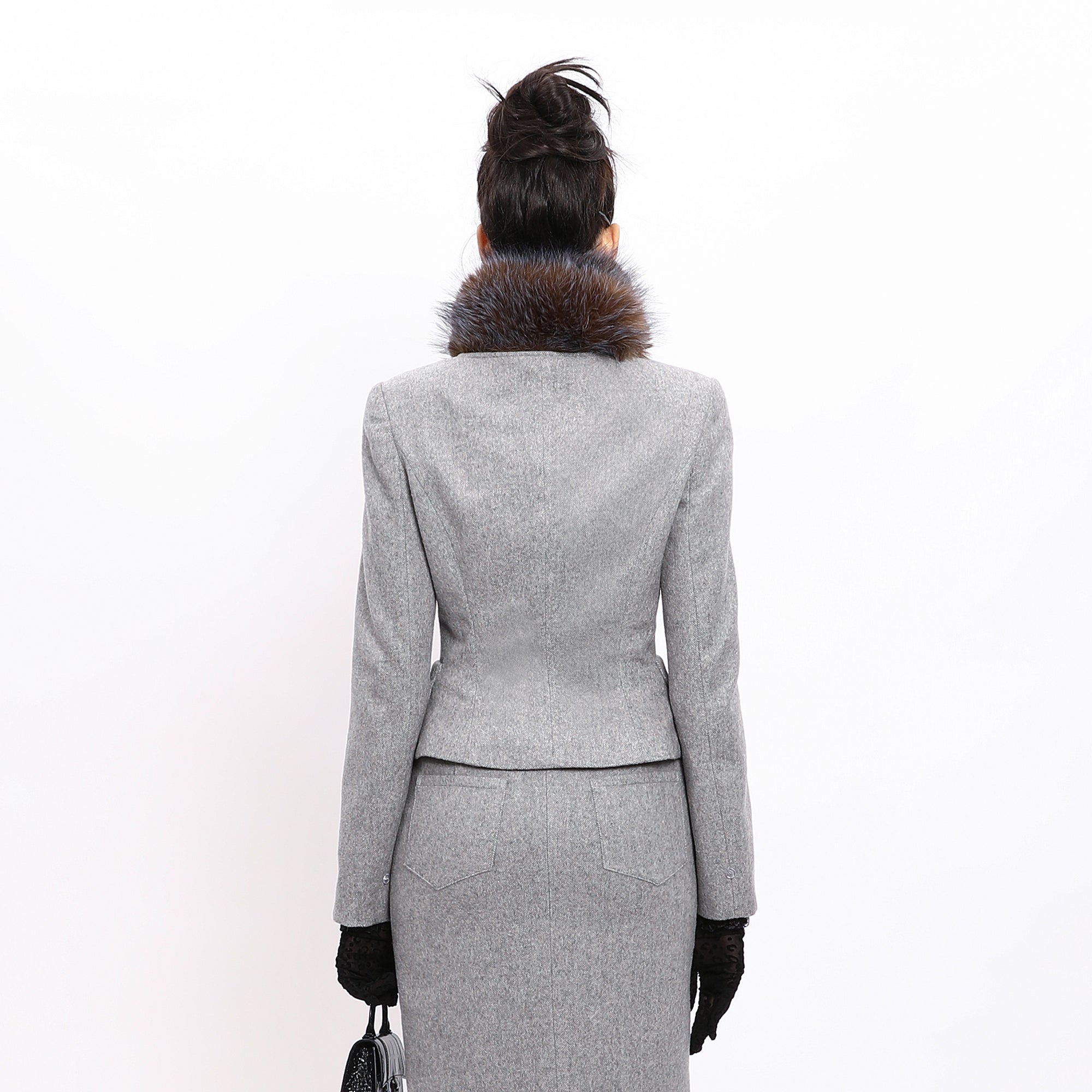 NEVER OFFEND L ANGEL Detachable Trim V-Neck Blazer