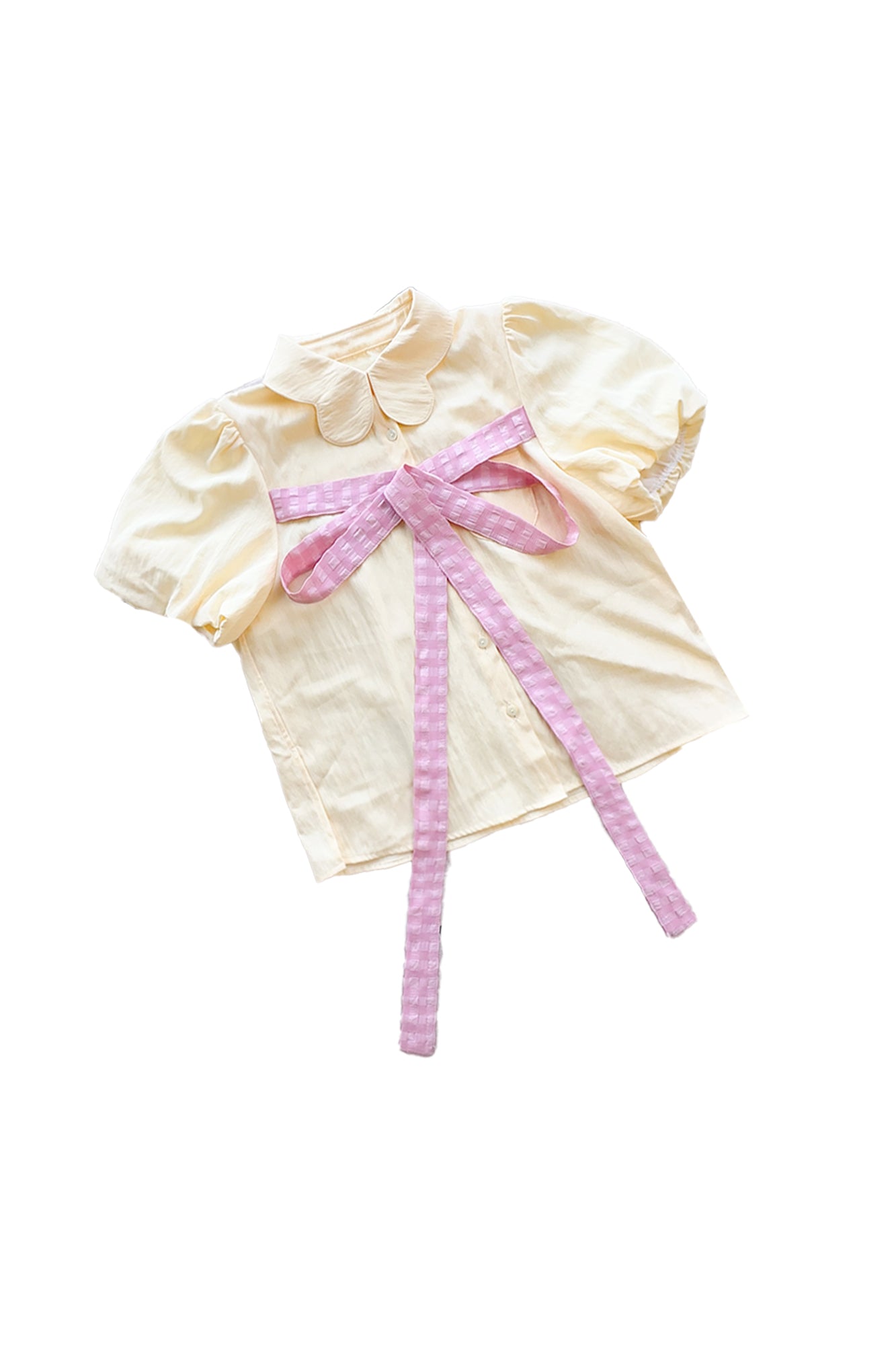 NOPMOB Gingham Bow Half-Shirt & Bubble Hem Skort Set