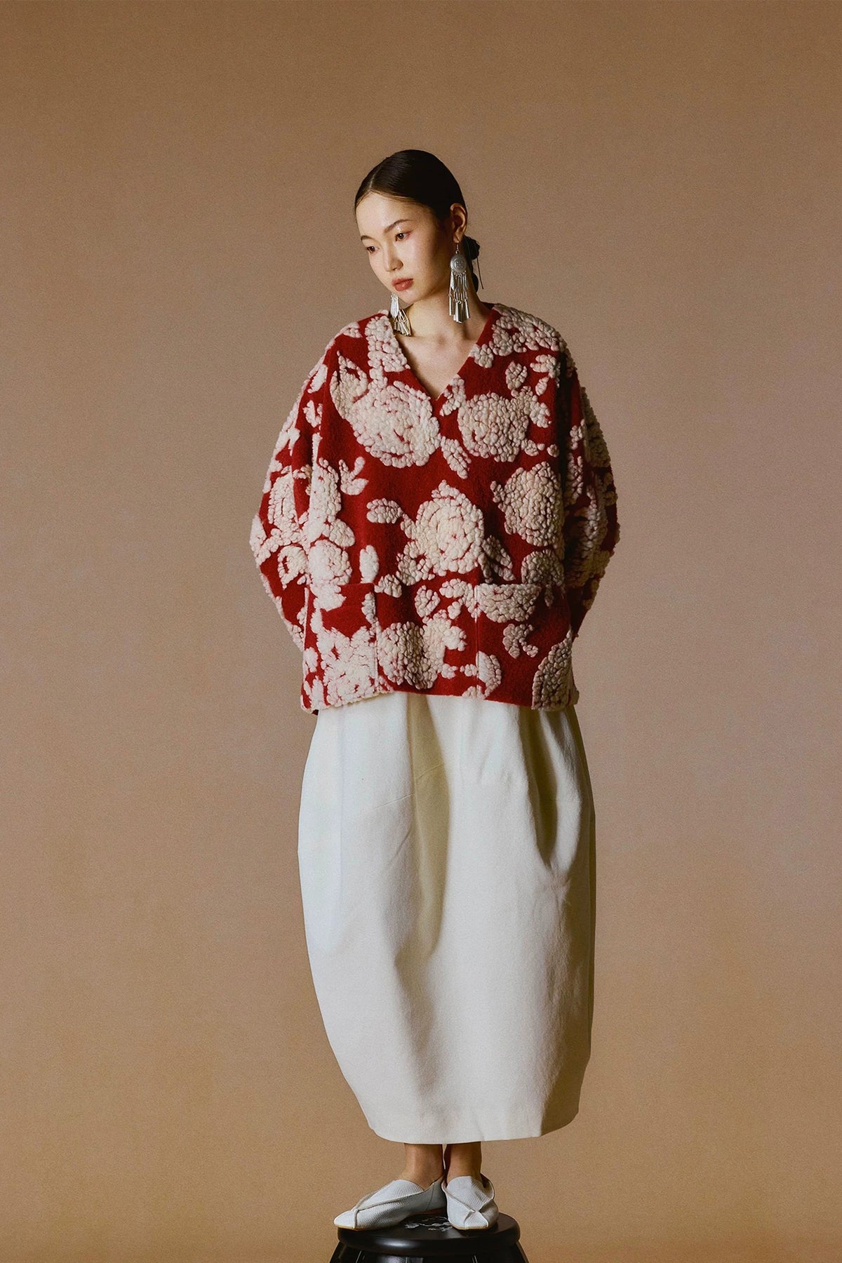 YUANYE Wool-Blend Floral Jacquard Jacket