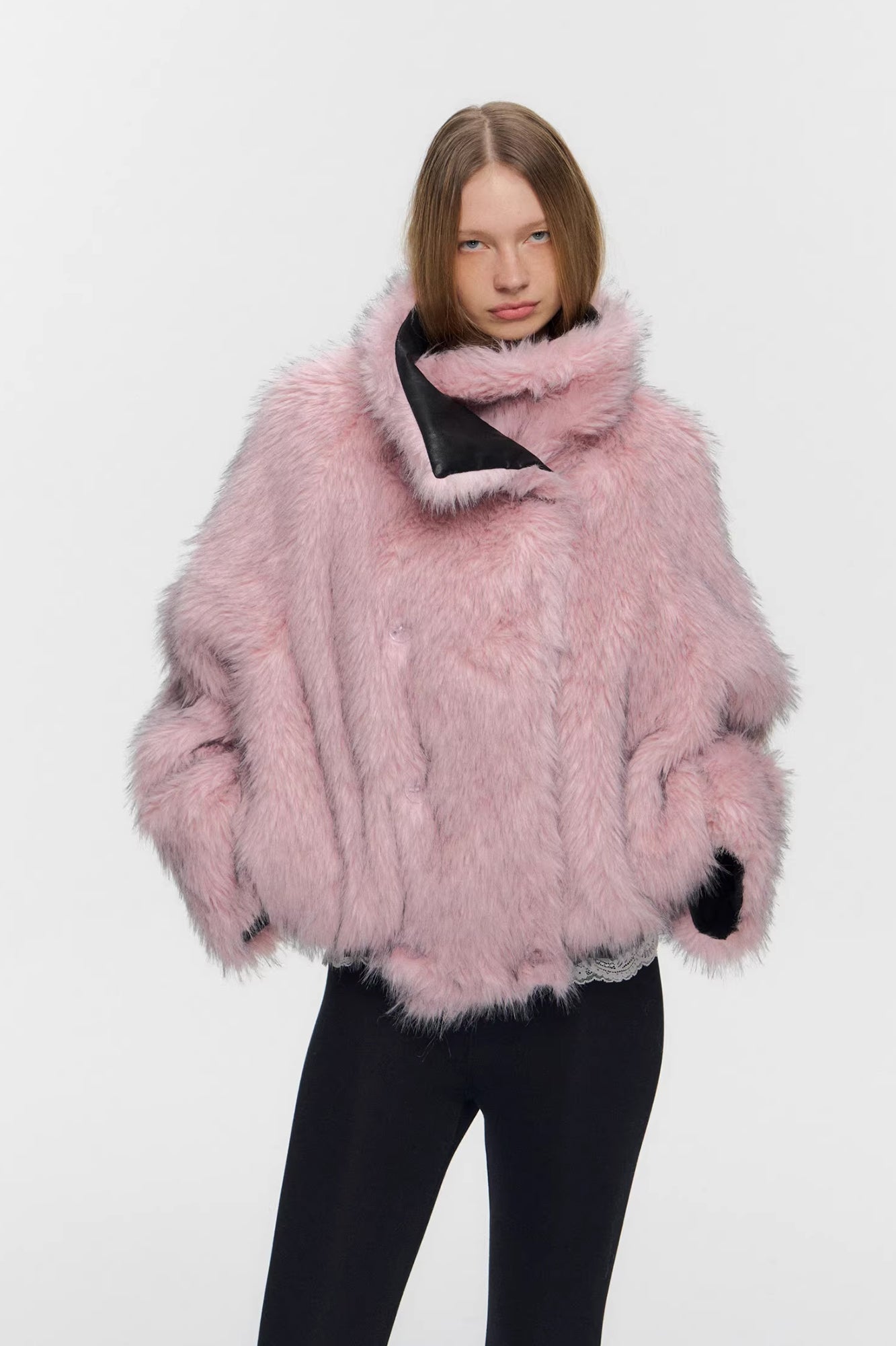 10AMSOTIIIIIIRED Reversible Faux-Leather & Faux-Fur Biker Jacket