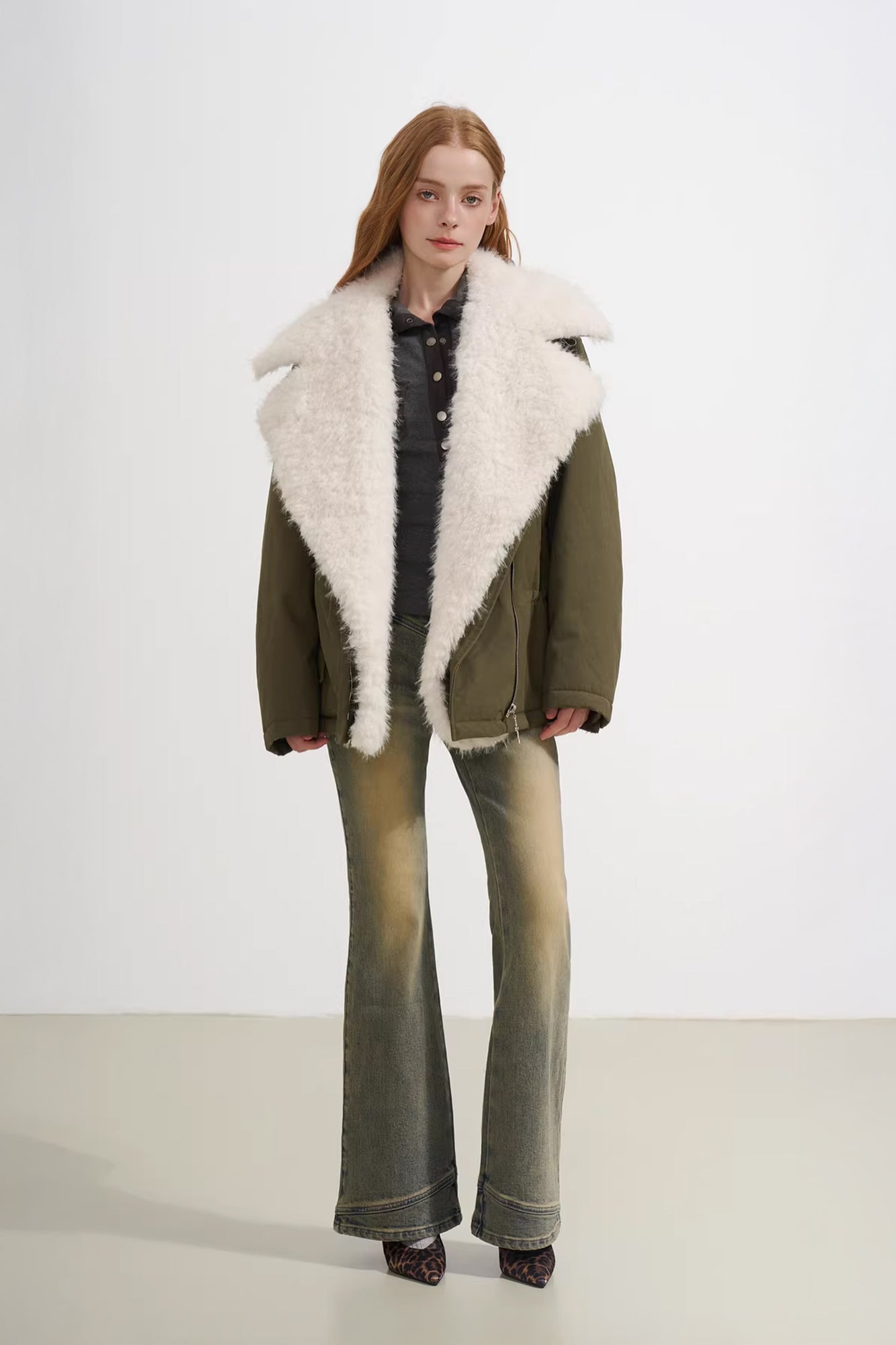 SOFITTE Asymmetric-Zip Detachable Lapel Padded Jacket