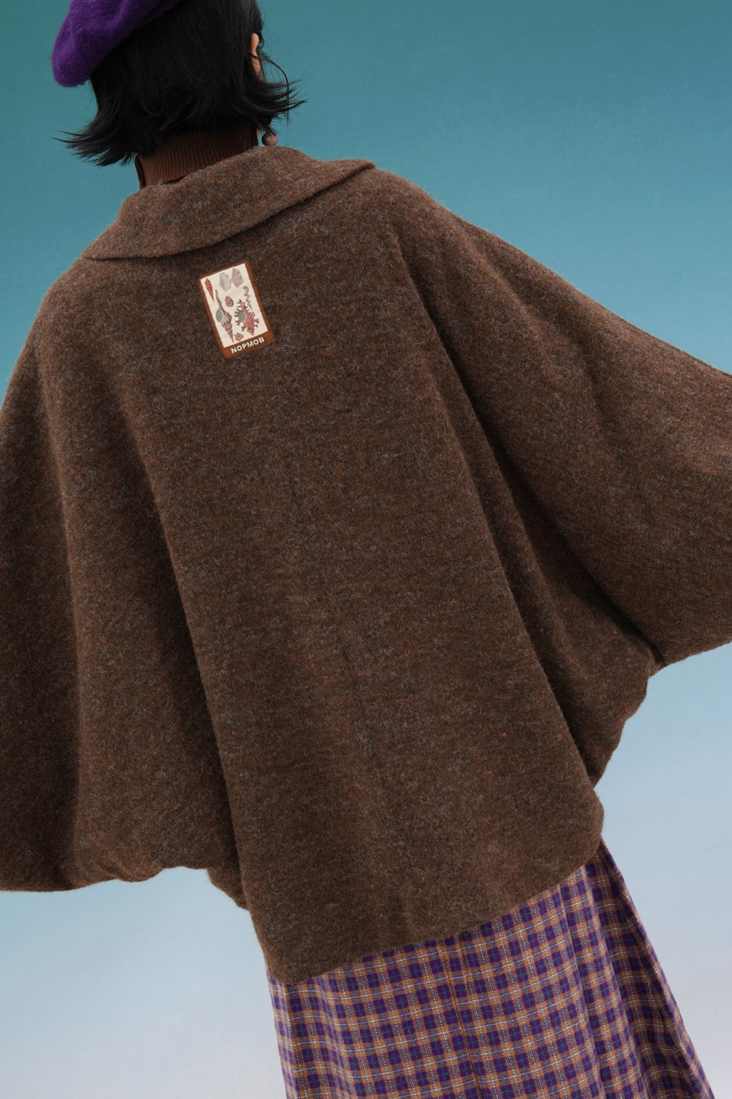 NOPMOB Retro Cocoon-Silhouette Padded Cape Coat