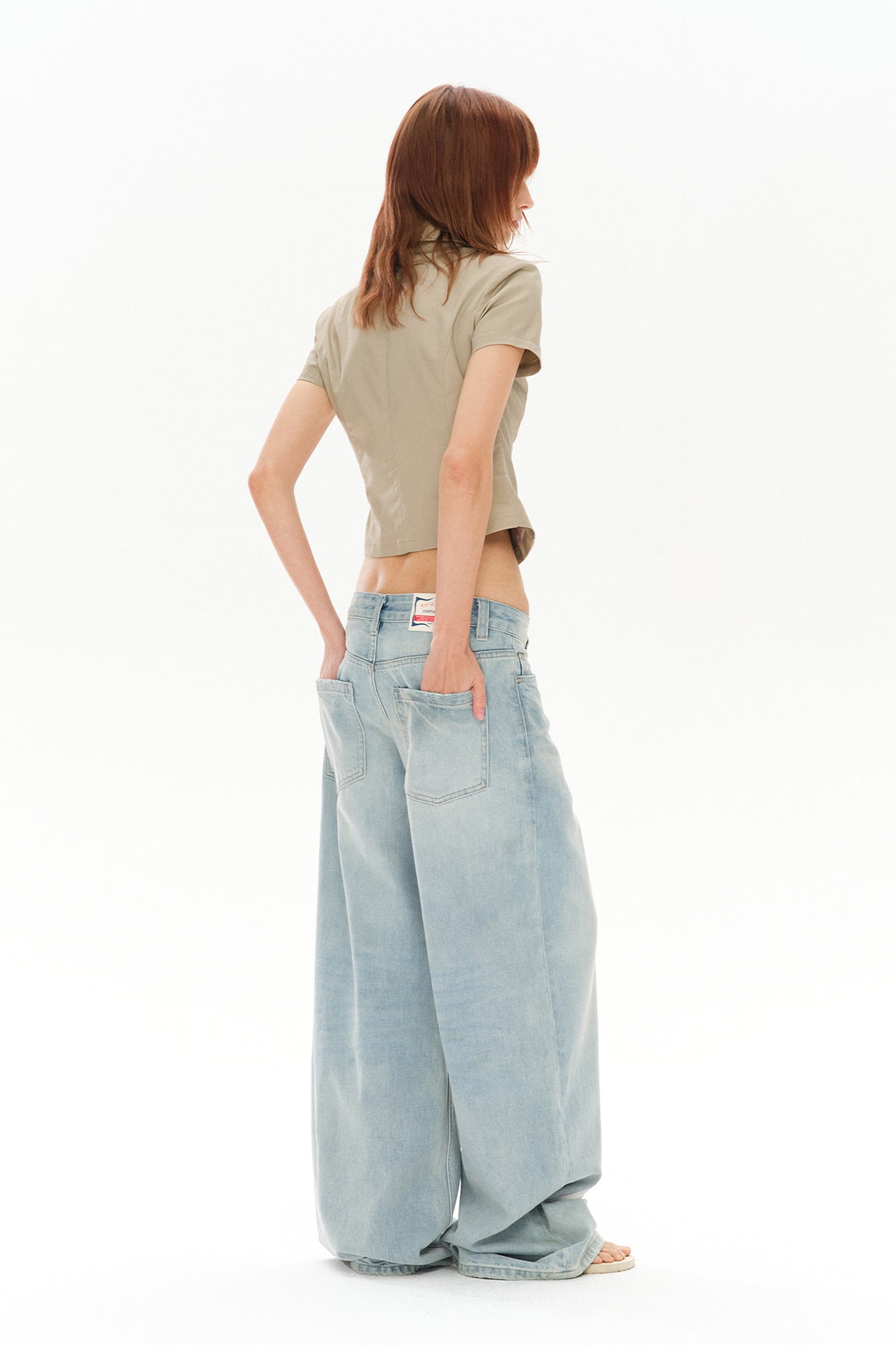 COSTUSTOOT Double-Breasted Cropped Half Shirt