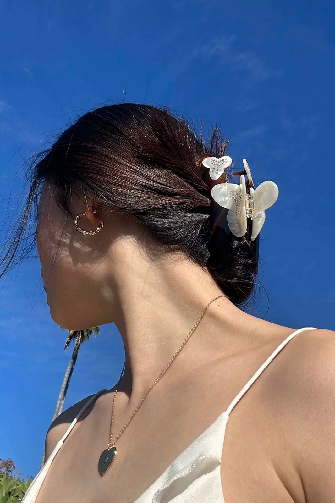 SCARLET SAGE Floral Crystal-Studded Acetate Claw Clip