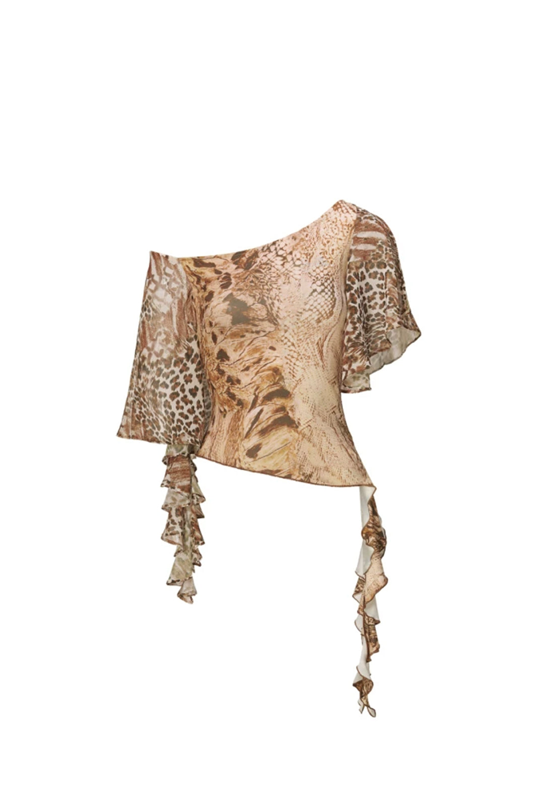 JYOSEI Animal Print Asymmetric Cascade Top