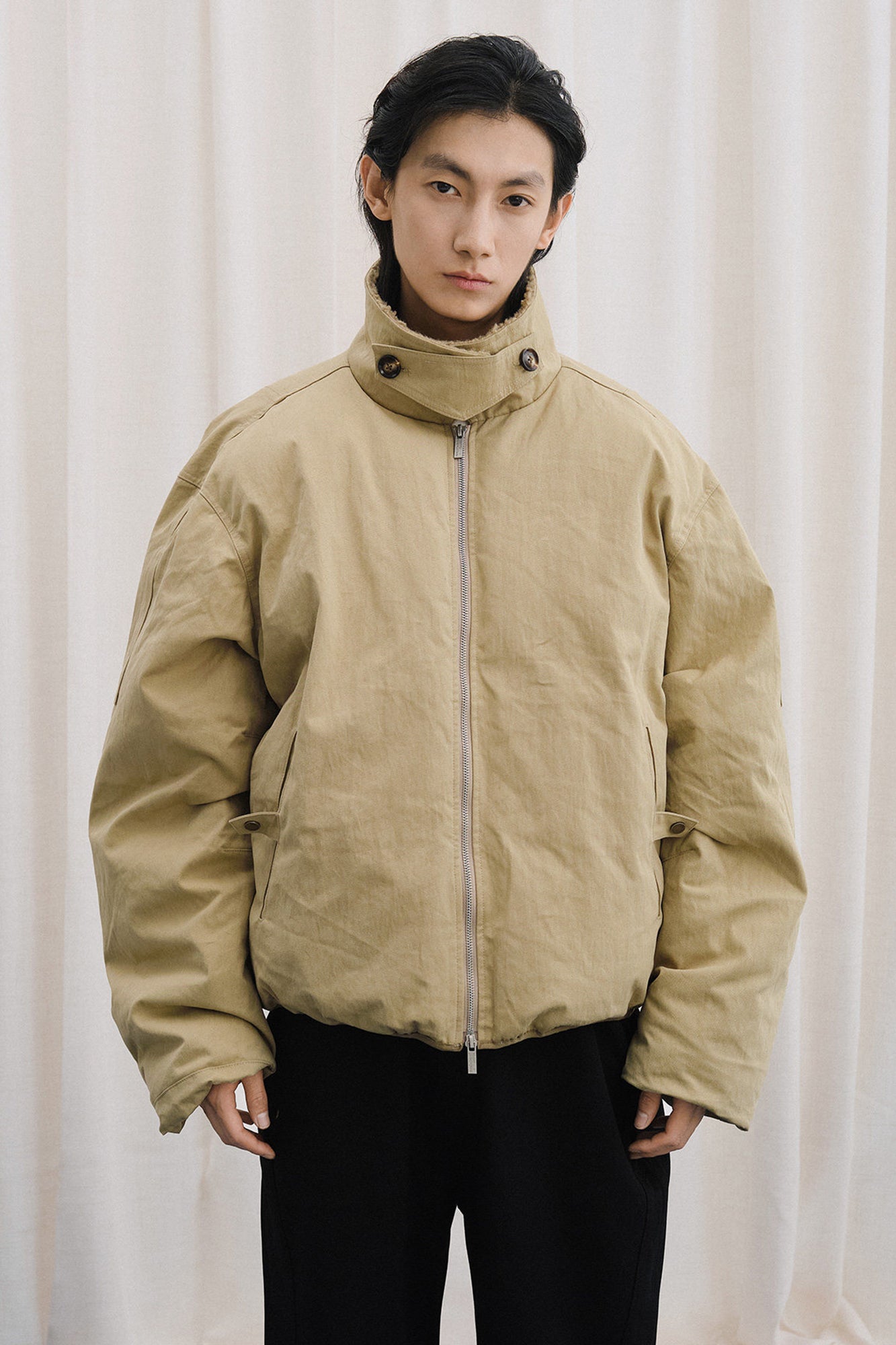 LIVINGTOWN Fleece-Lined Tab Collar Sorona Jacket