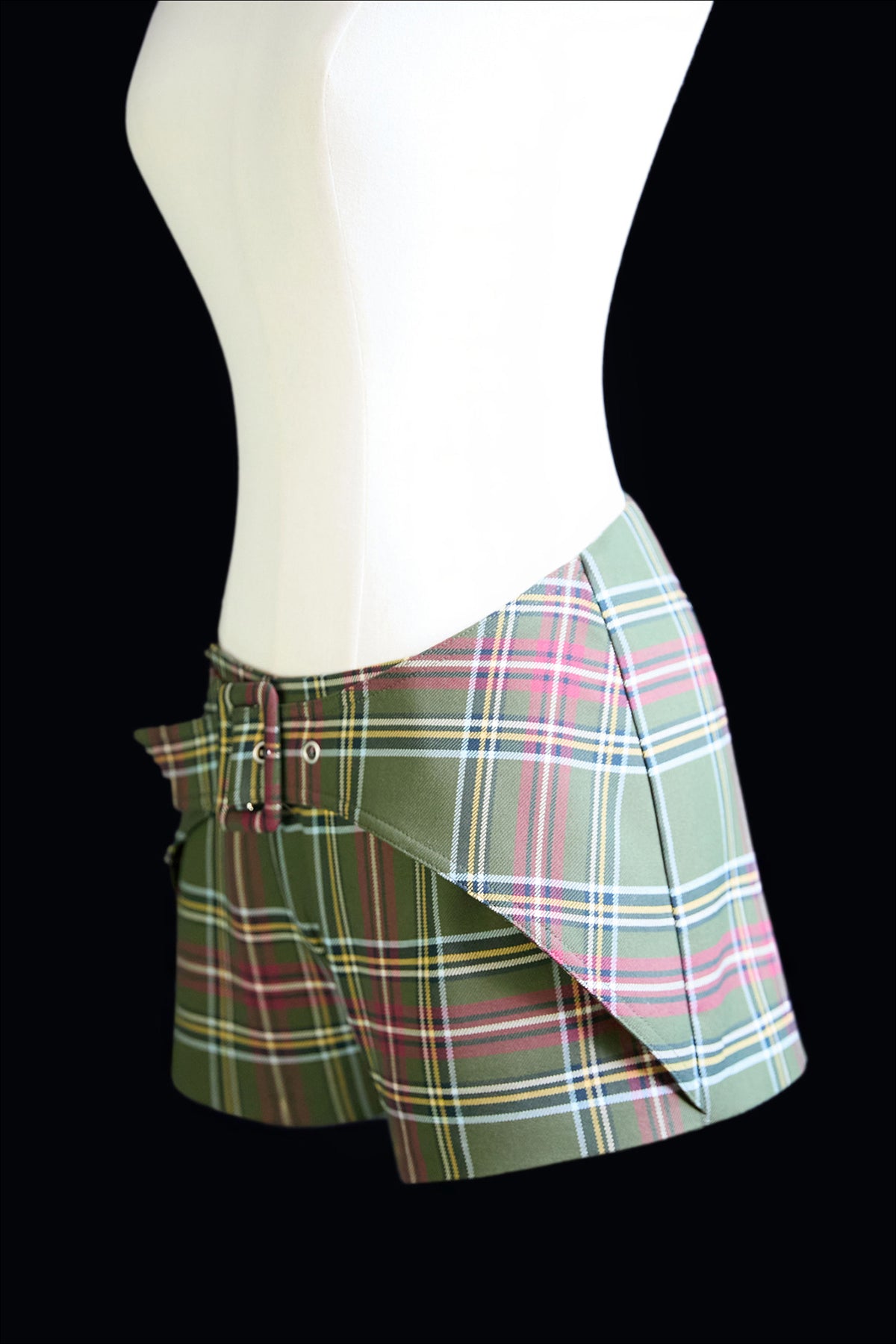 MXU Retro Plaid Deconstructed Trench Coat & Shorts Set