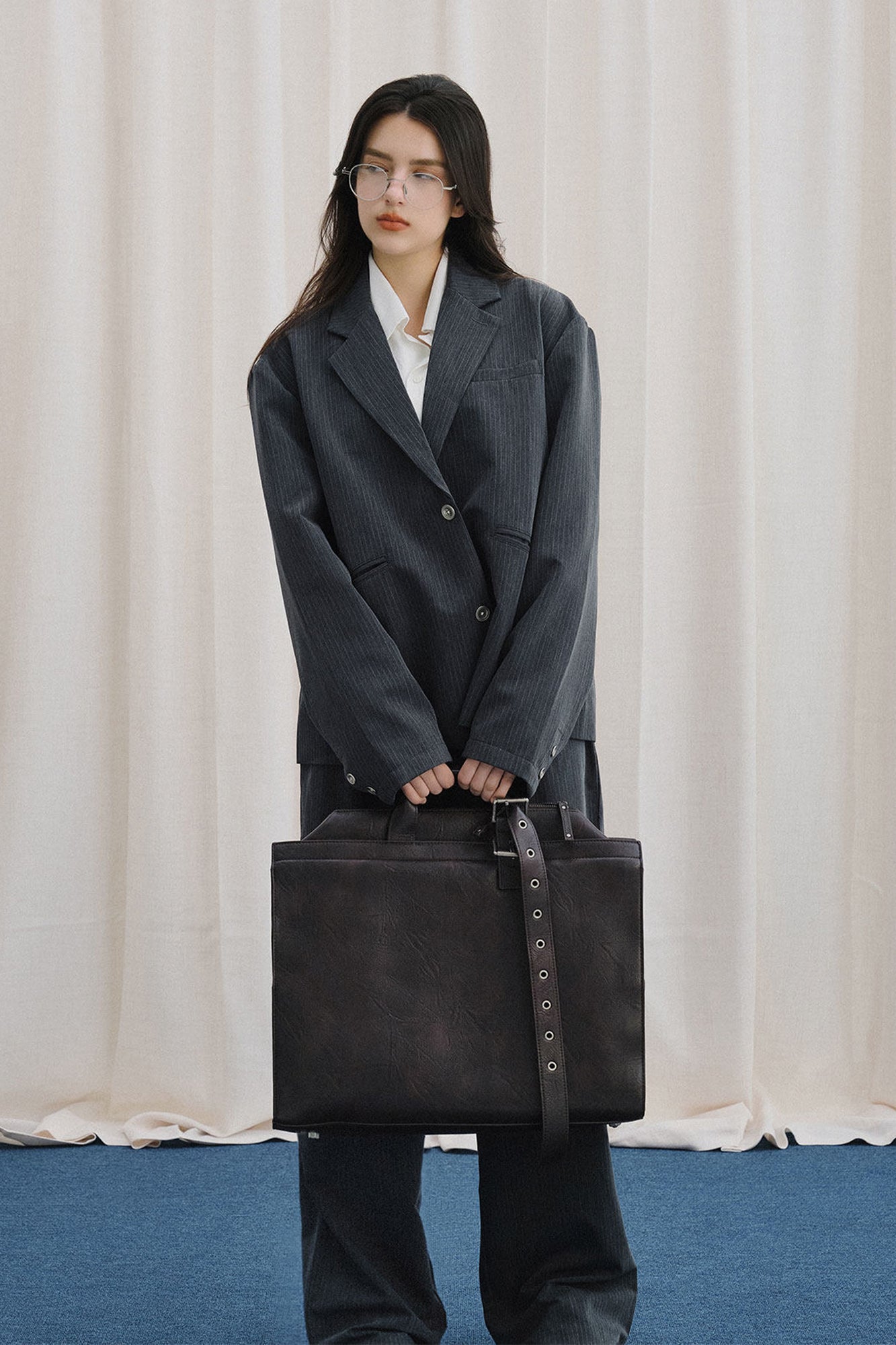 LIVINGTOWN Essential Pinstripe Oversized Blazer