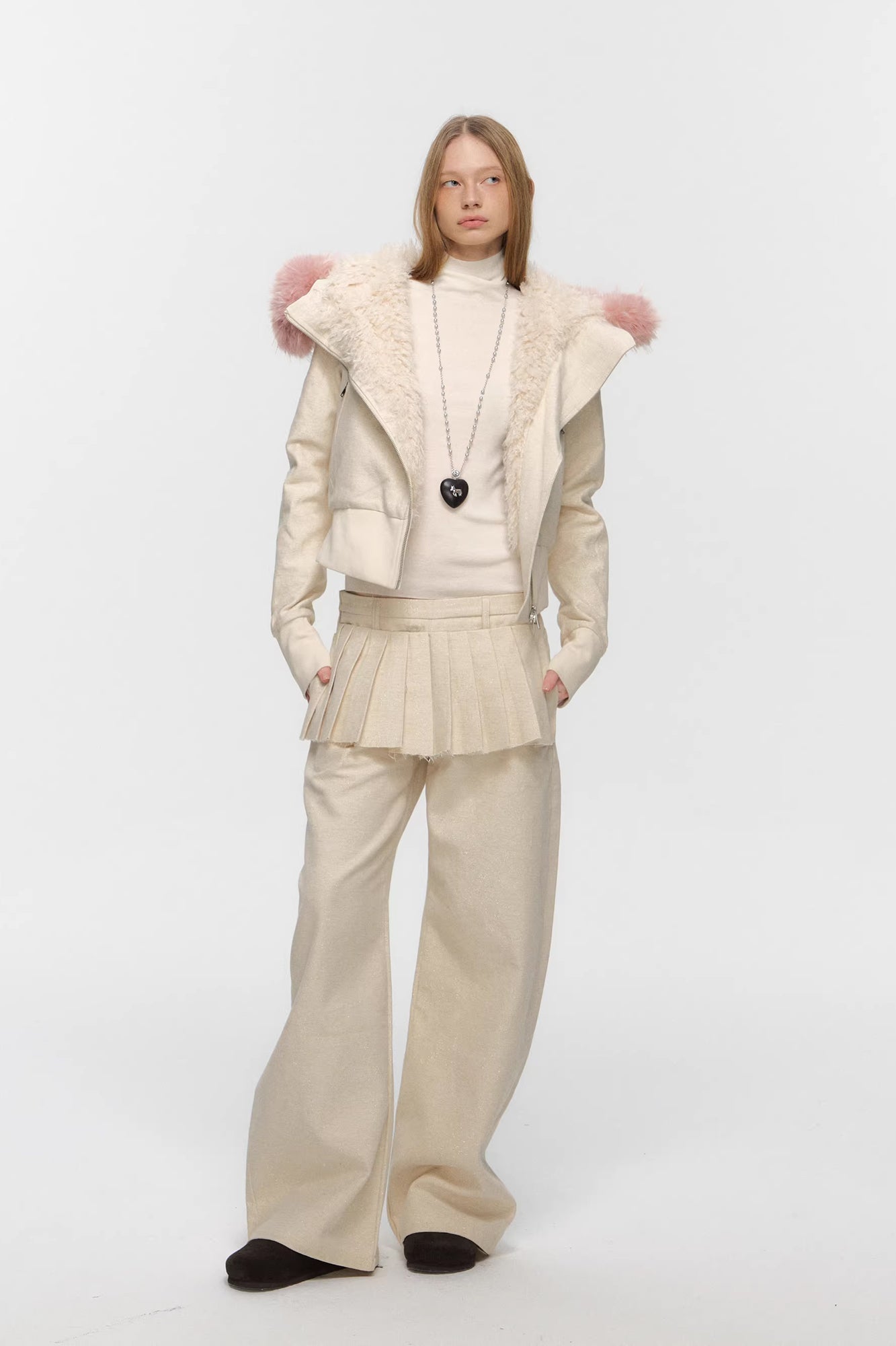 10AMSOTIIIIIIRED Sherpa-Lined Faux Fur Hooded Bomber Jacket