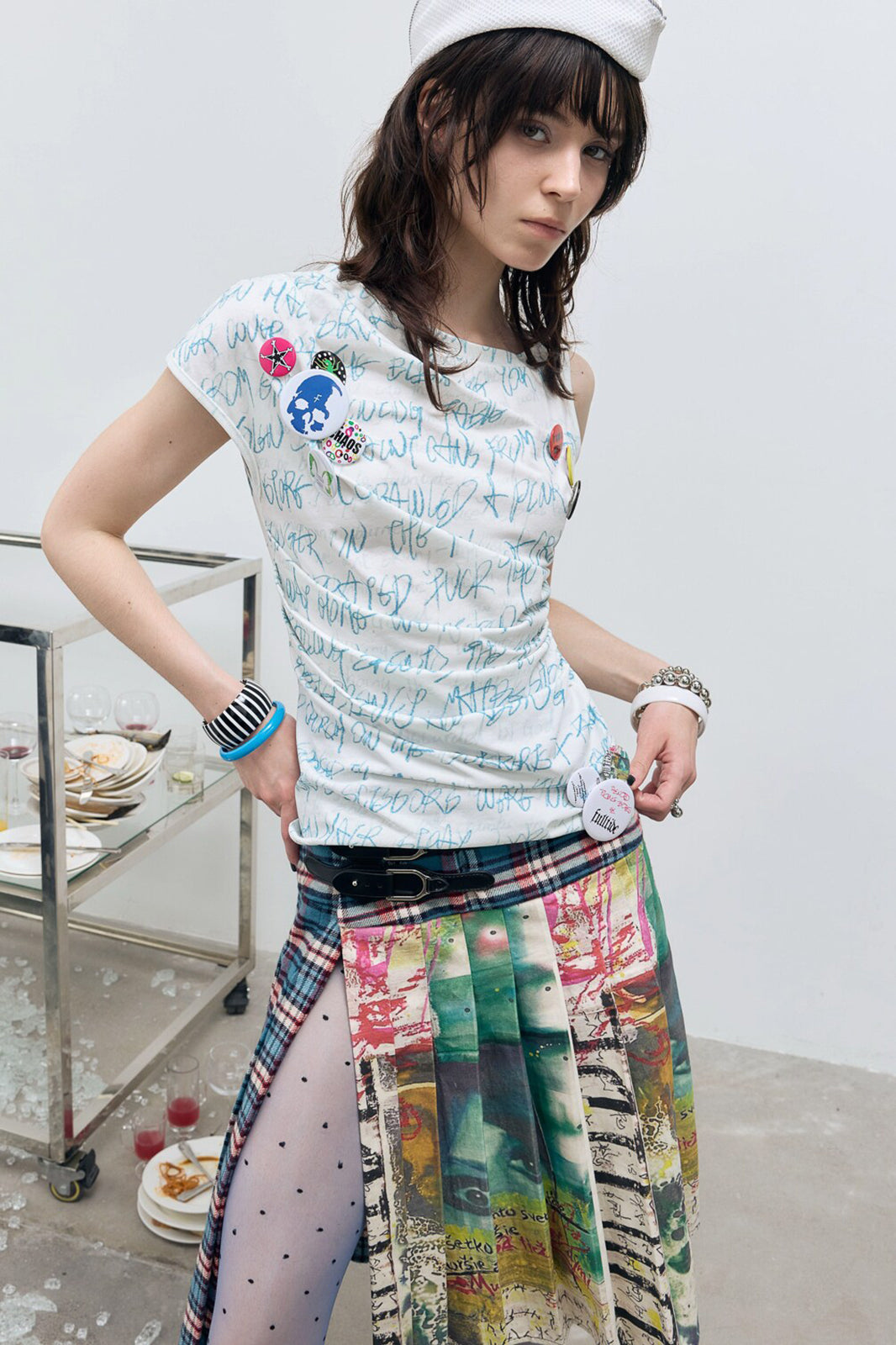 FULLTIDE Crinkled Handwritten Graphic T-Shirt