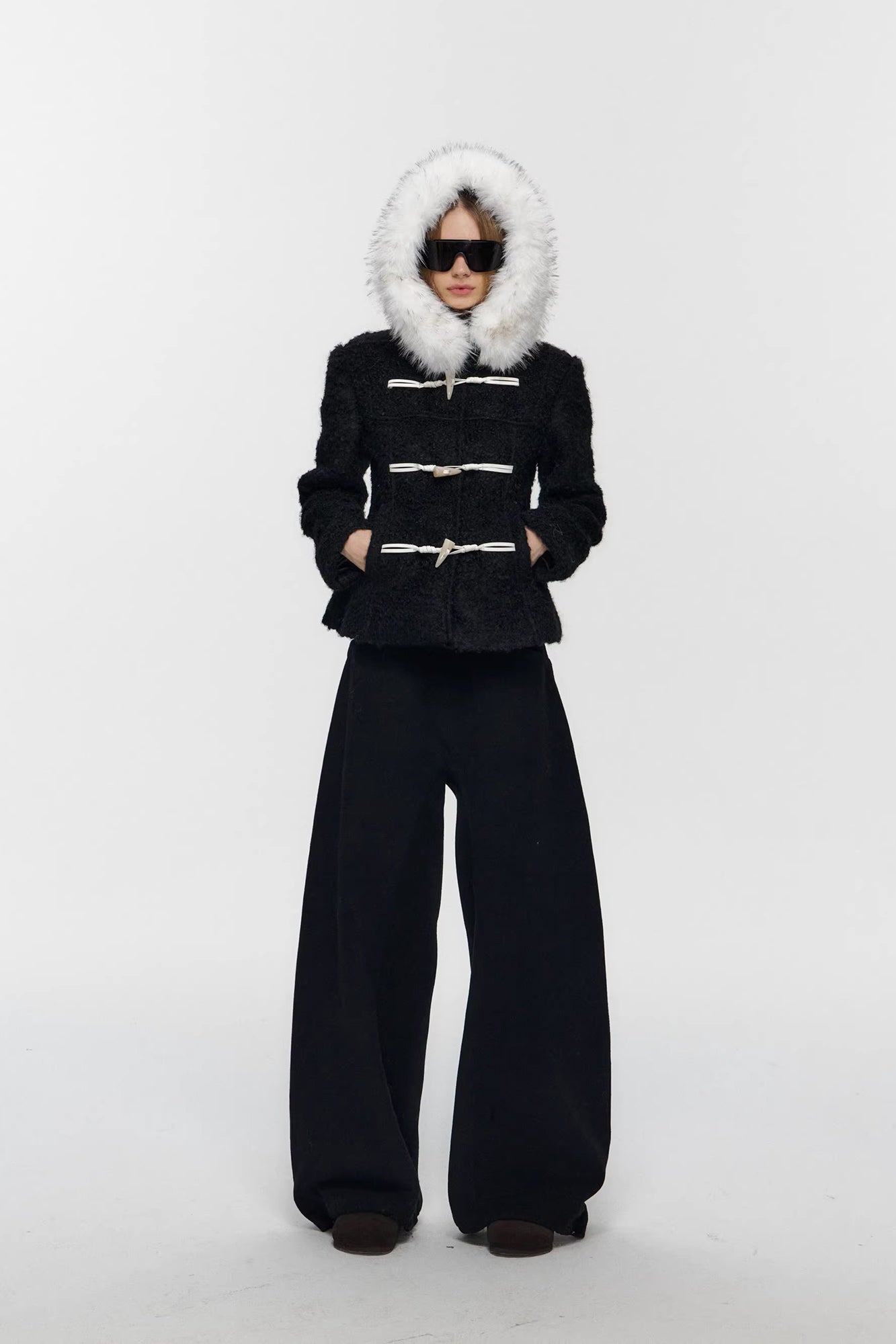 10AMSOTIIIIIIRED Contrast Toggle Wool-Blend Hooded Jacket