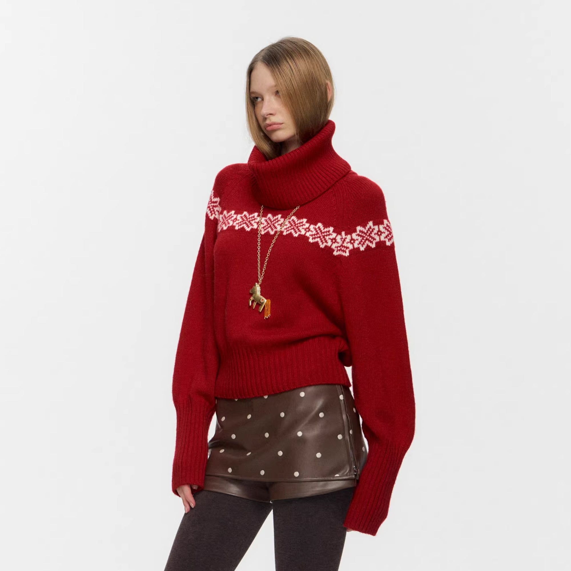 10AMSOTIIIIIIRED Detachable Turtleneck Wool-Blend Fair Isle Sweater