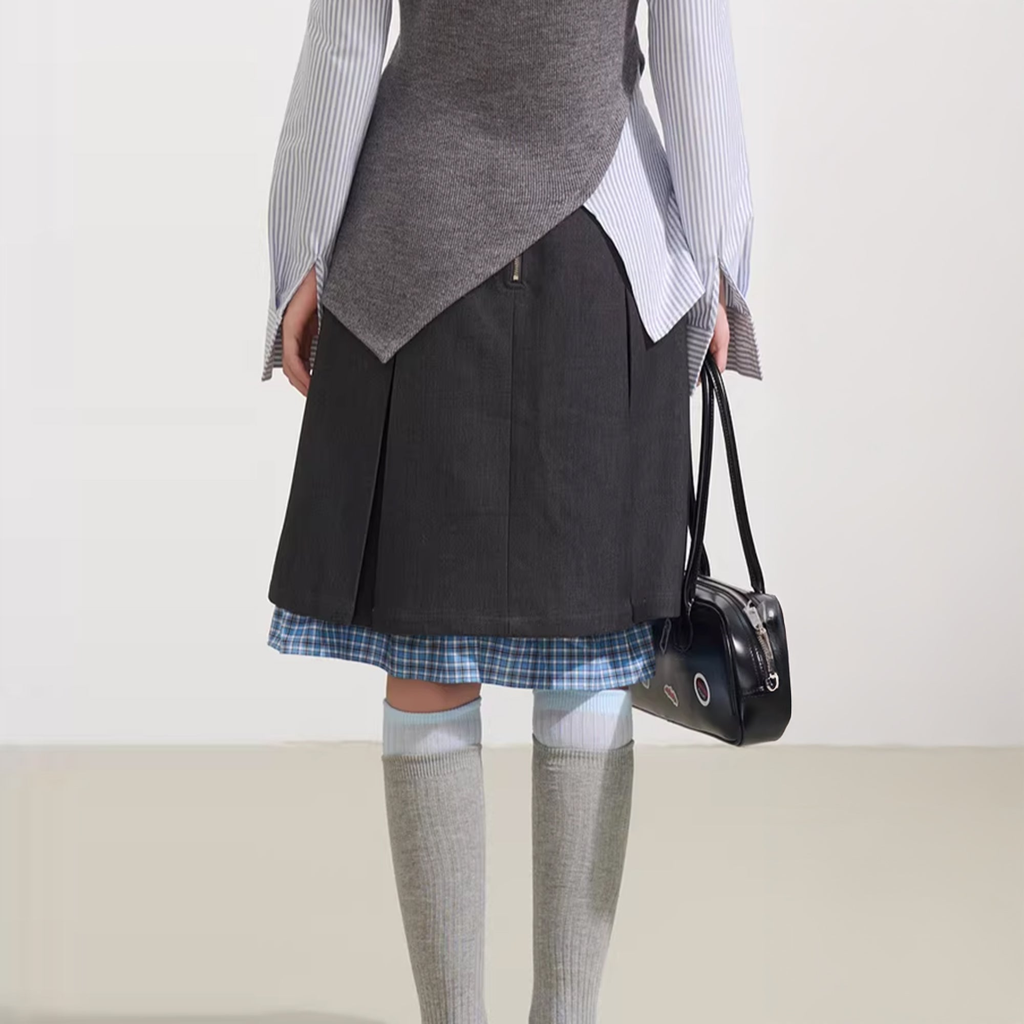 SOFITTE Tie-Waist Pleated Layered Mini Skirt