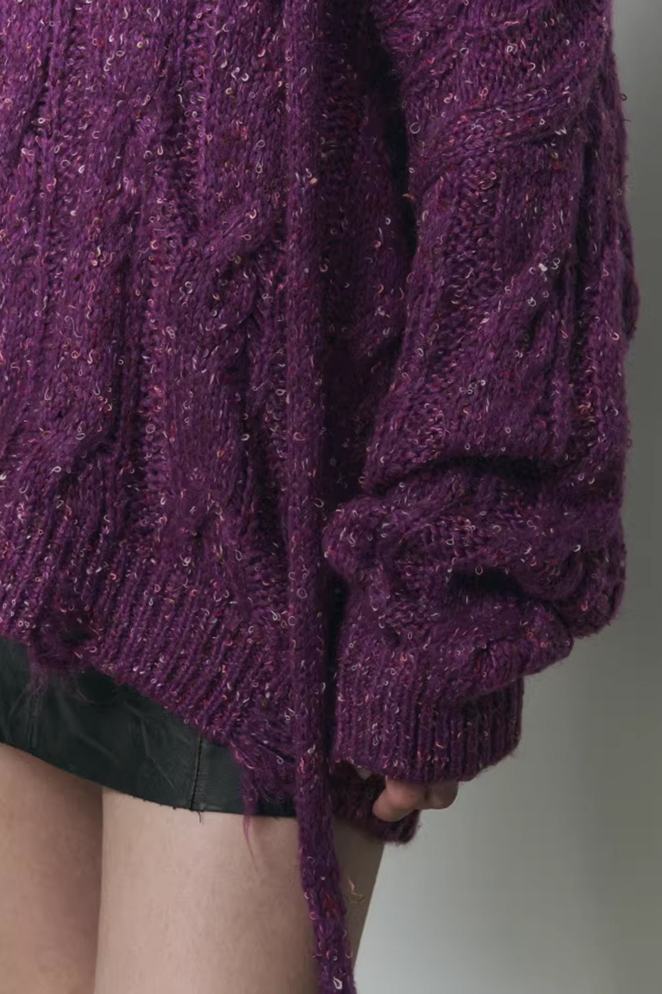 10AMSOTIIIIIIRED Distressed Sequin Open-Knit Sweater