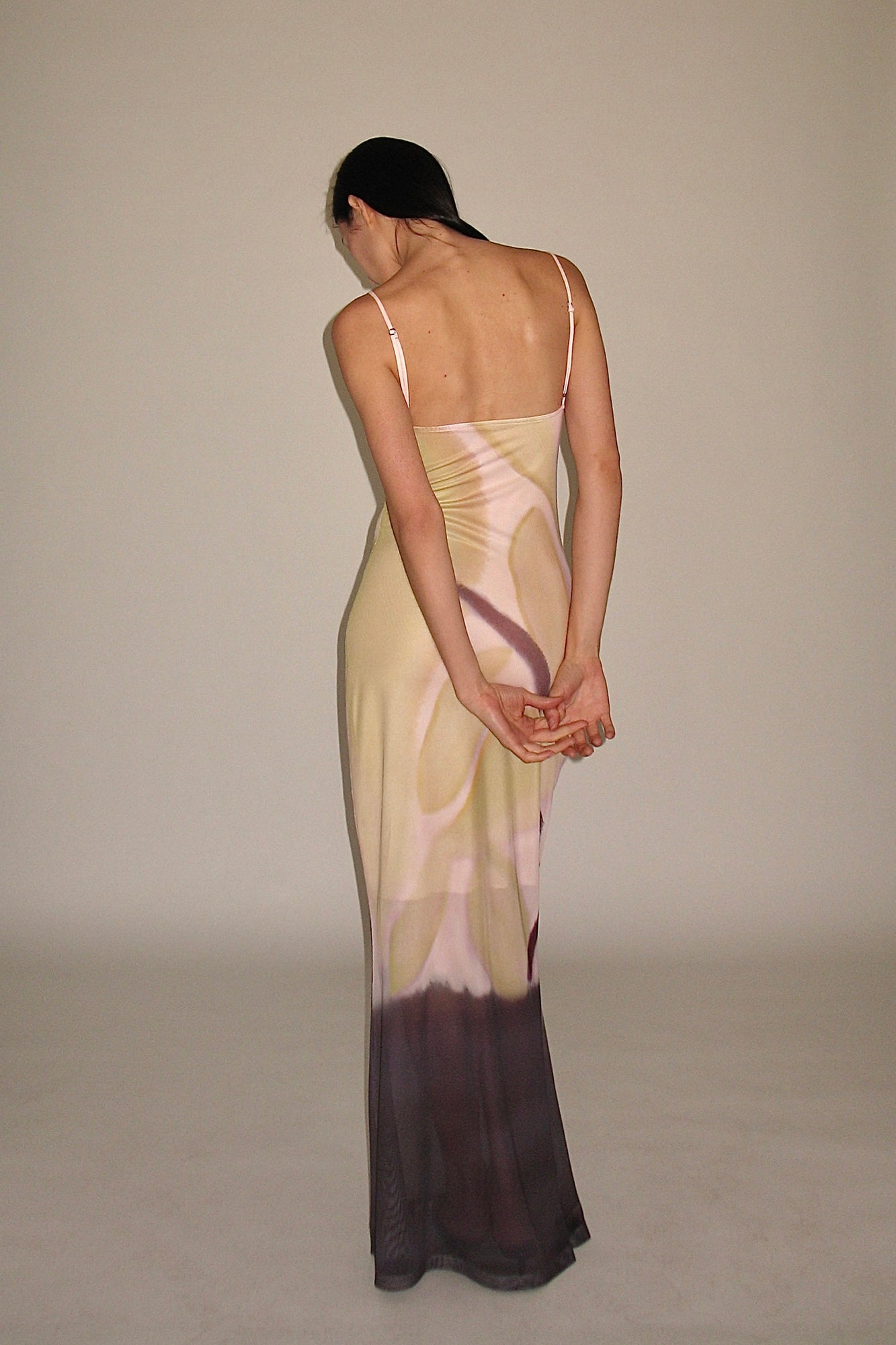 SCARLET SAGE Gradient Mesh Fitted Fishtail Dress