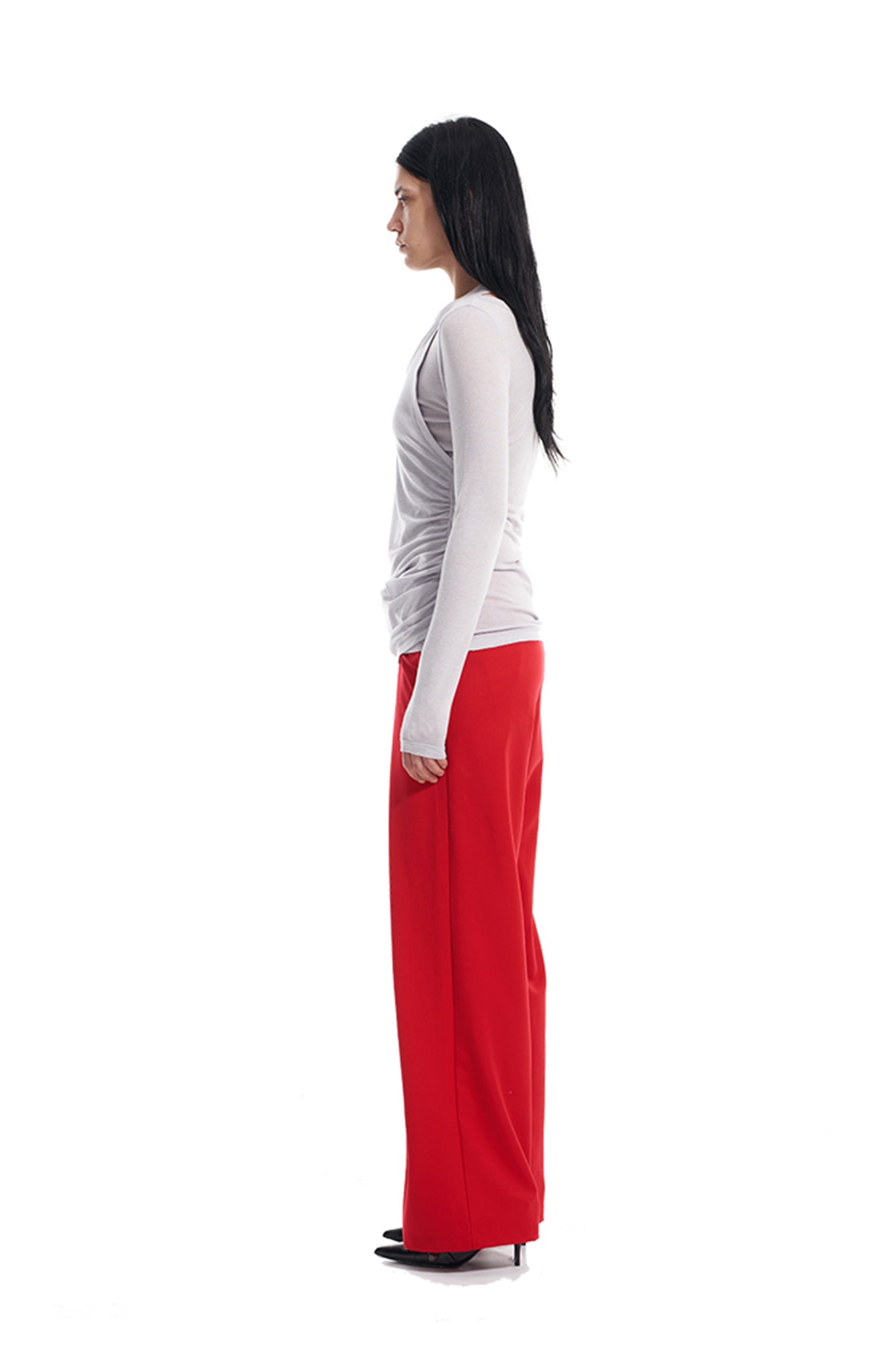 VANN VALRENCE Pleated Front Wide-Leg Trousers