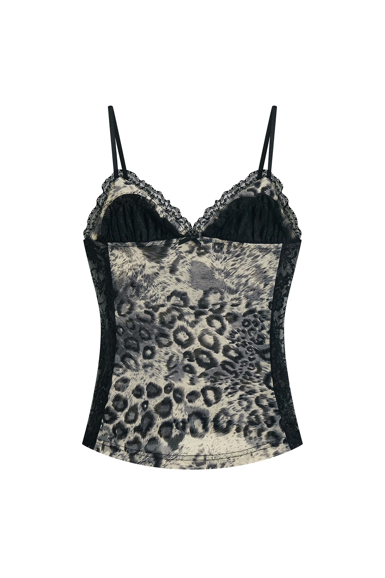 NONAME SPACE Leopard Lace-Trim Cami Top
