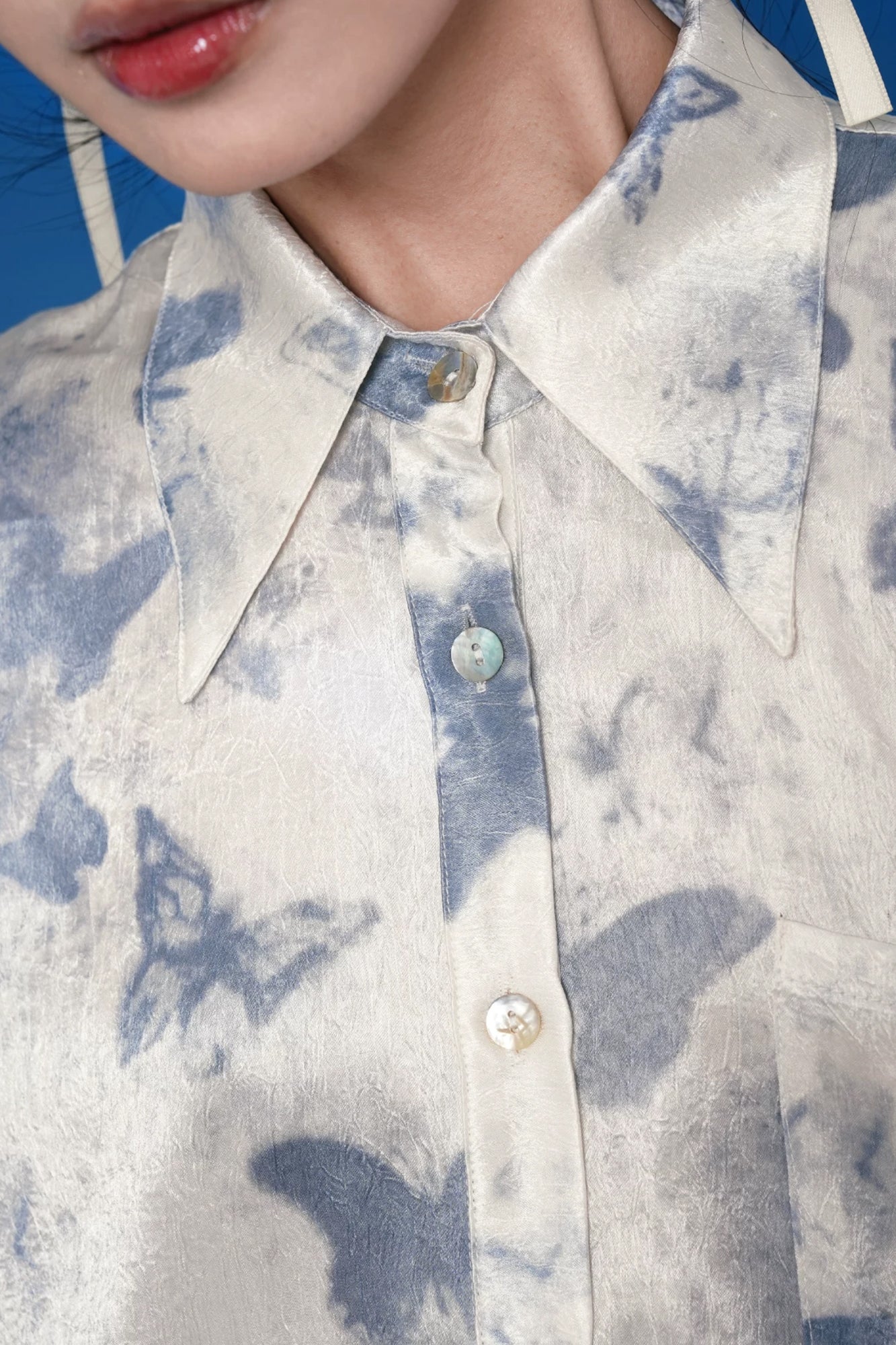NOPMOB Butterfly Graphic Drawstring Half Shirt