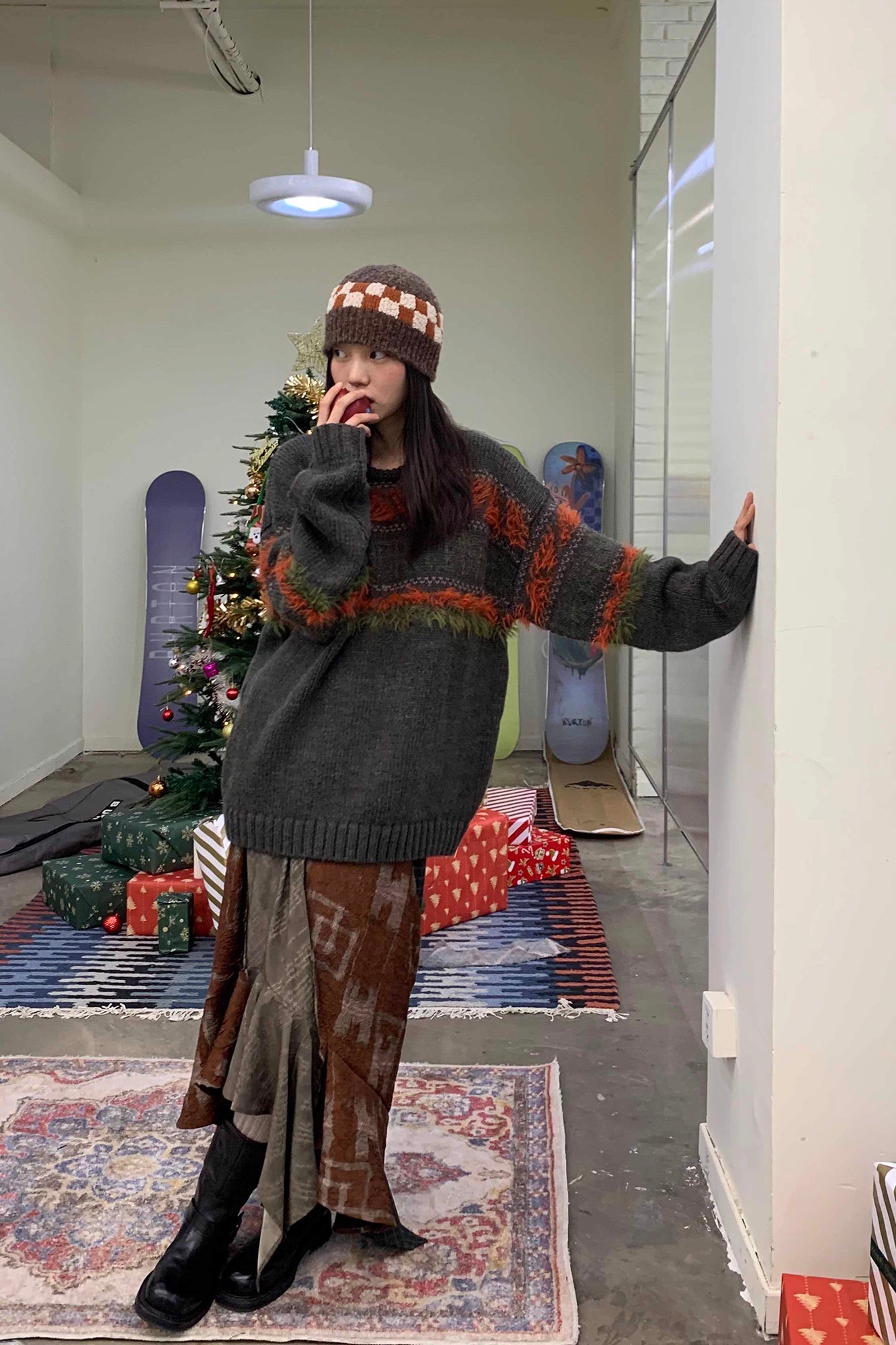NEVERSEEZ Retro Eyelash-Stripe Sweater