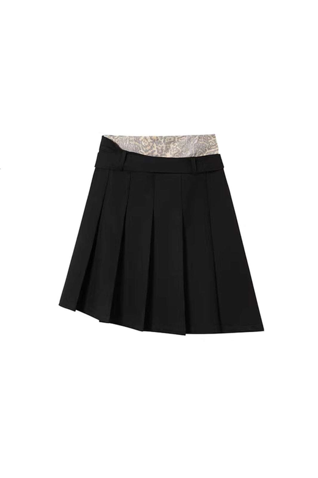 SOFITTE Leopard-Waist Belted Pleated Mini Skirt