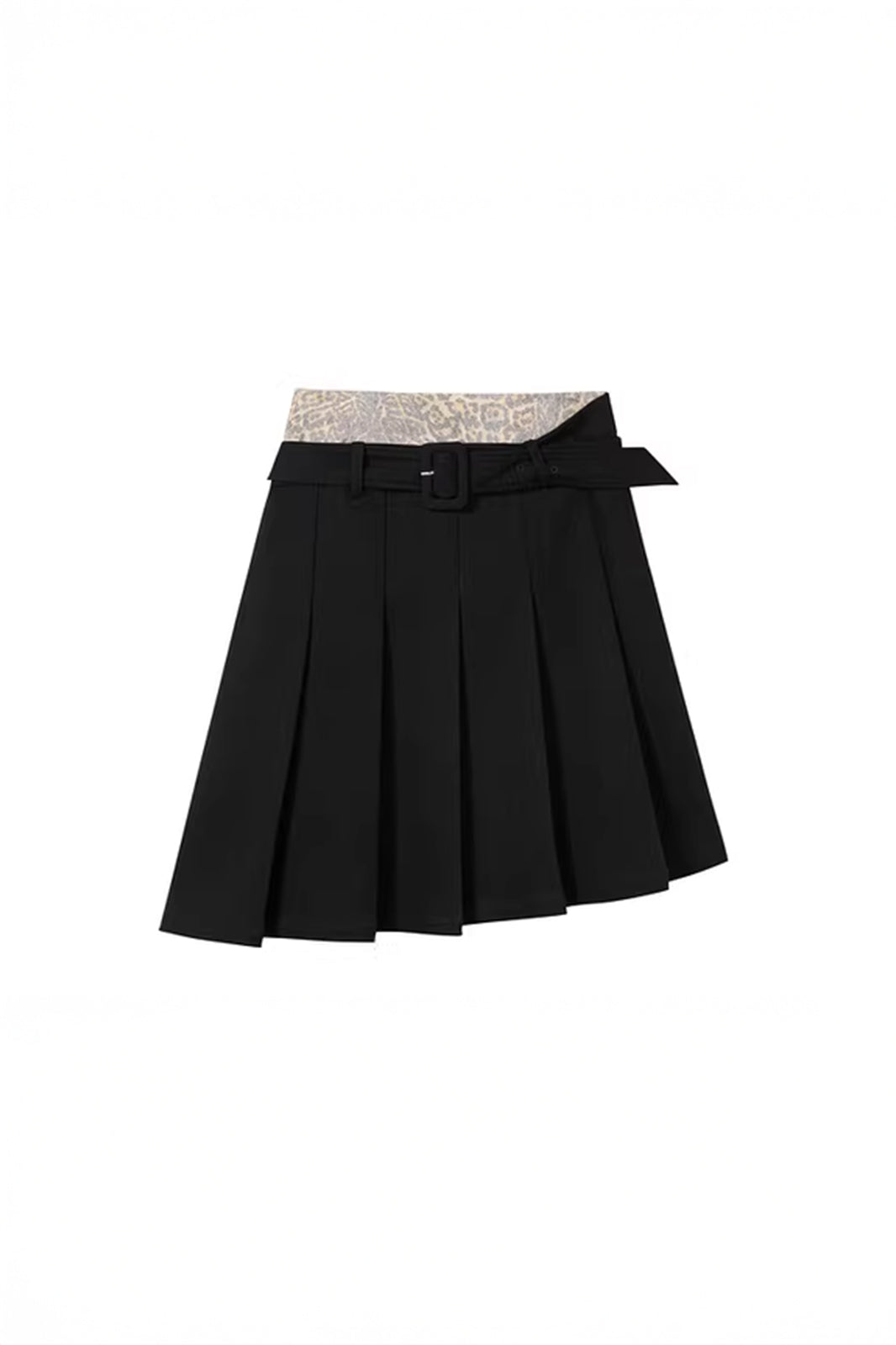 SOFITTE Leopard-Waist Belted Pleated Mini Skirt