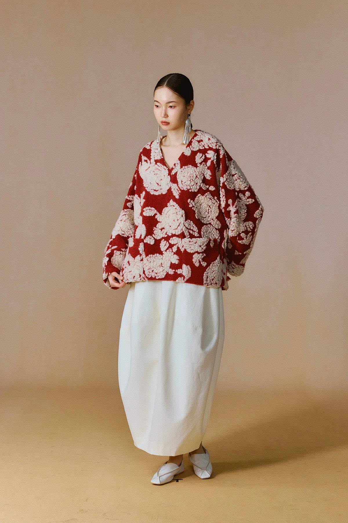 YUANYE Wool-Blend Floral Jacquard Jacket