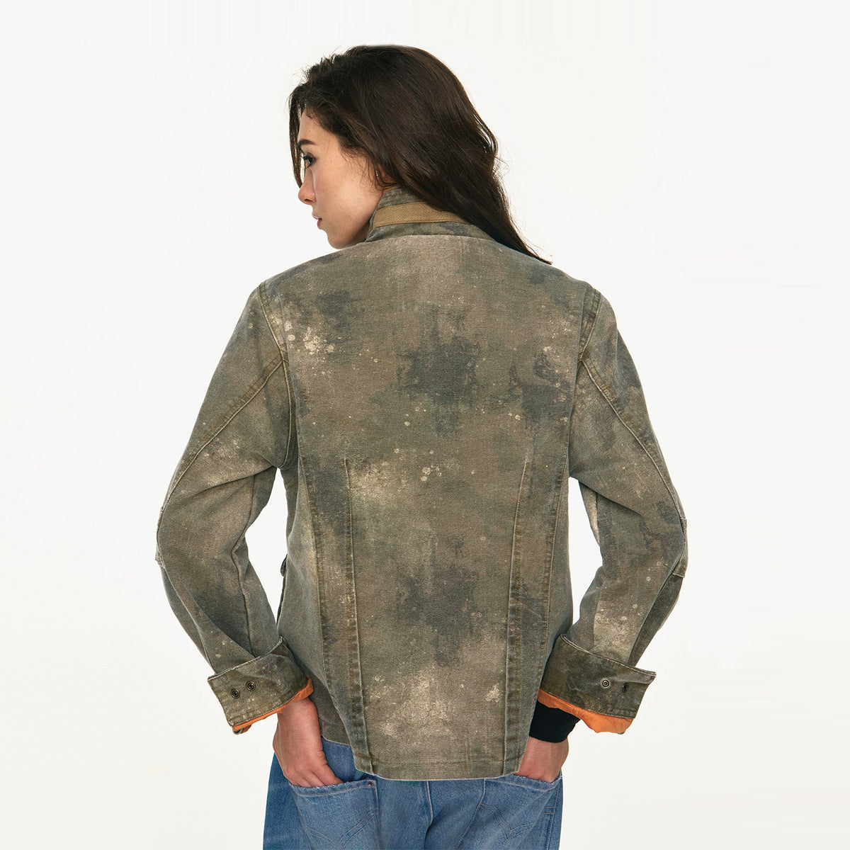 ANTENNA EFFECT Washed Multi-Pocket Zip-Up Jacket