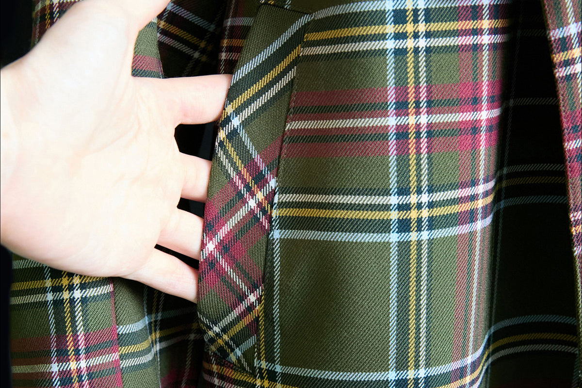 MXU Retro Plaid Deconstructed Trench Coat & Shorts Set