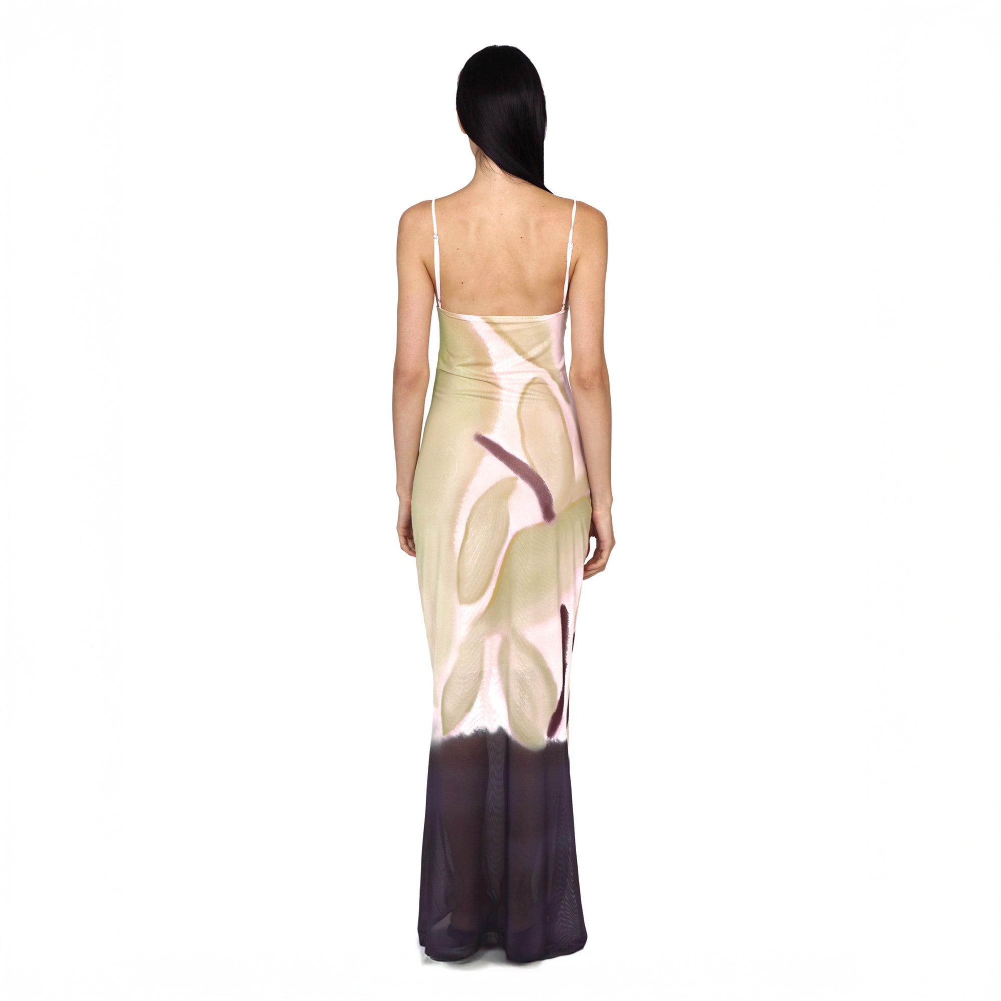 SCARLET SAGE Gradient Mesh Fitted Fishtail Dress
