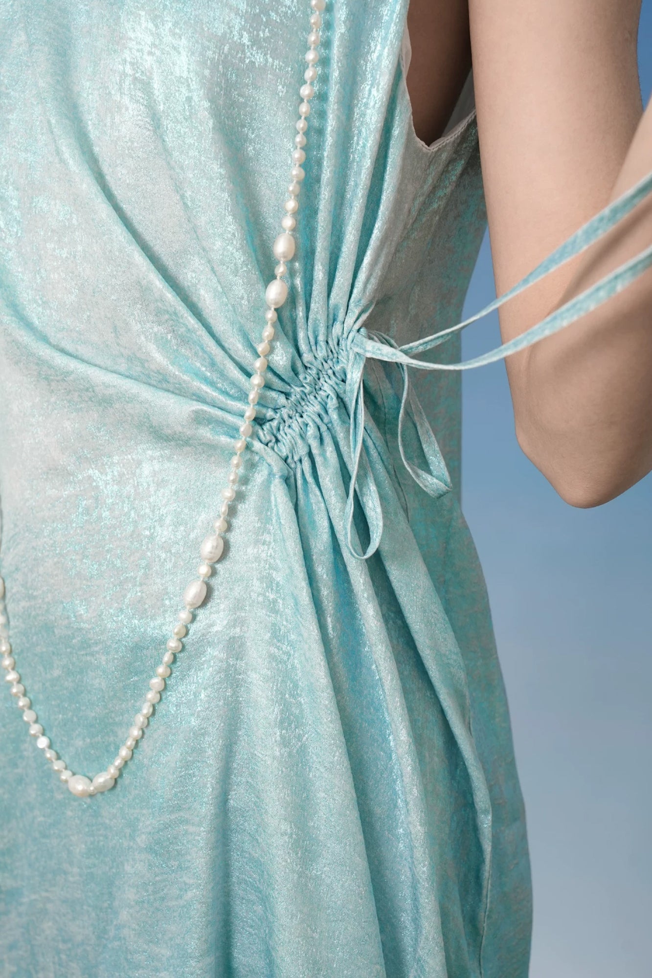 NOPMOB Satin Drawstring Ruched Slip Dress