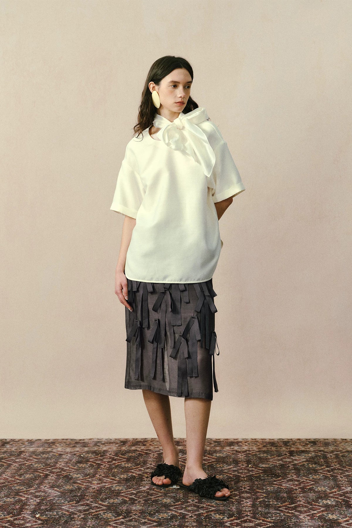 YUANYE Multi-Way Scarf-Tie Oversized Tee