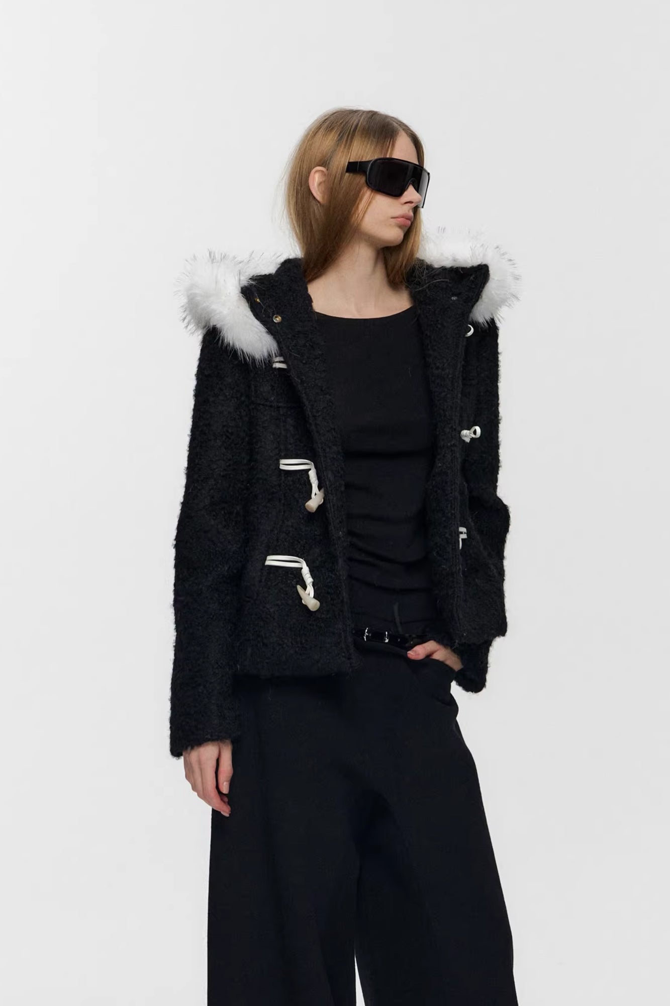 10AMSOTIIIIIIRED Contrast Toggle Wool-Blend Hooded Jacket