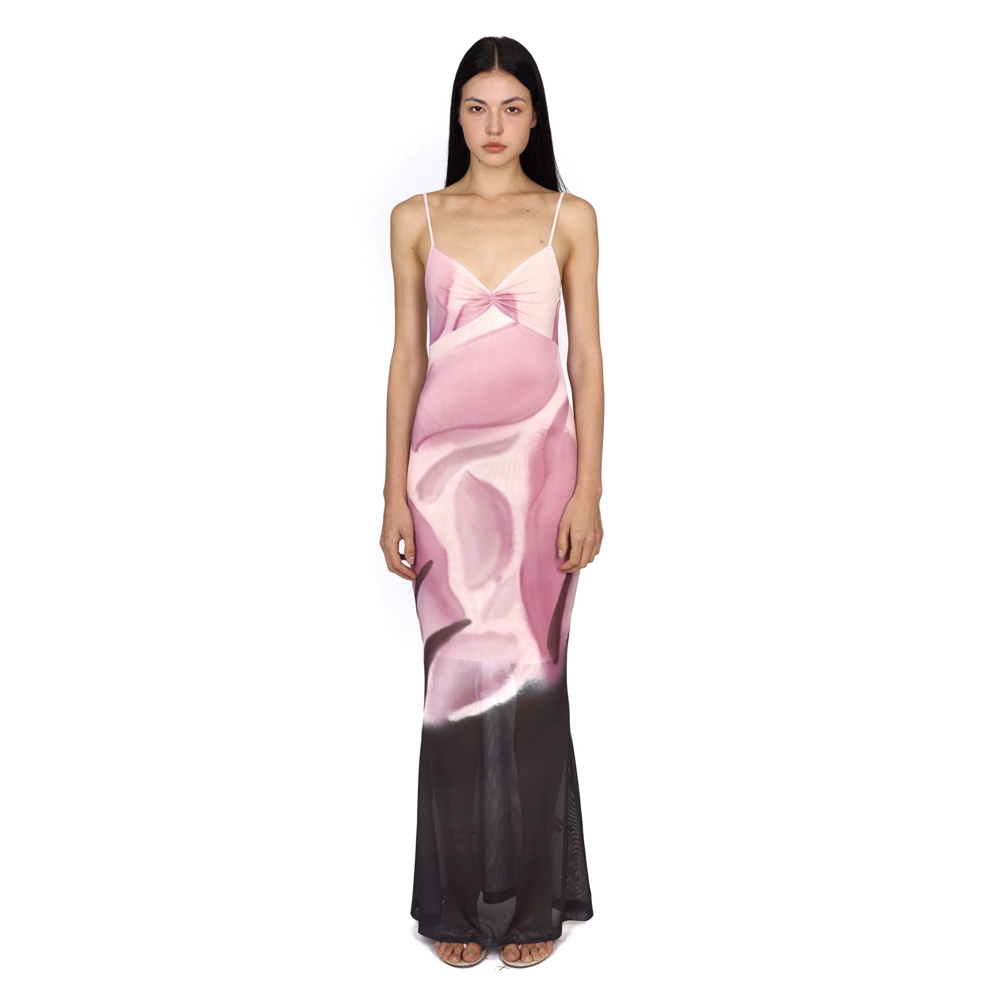 SCARLET SAGE Gradient Mesh Fitted Fishtail Dress