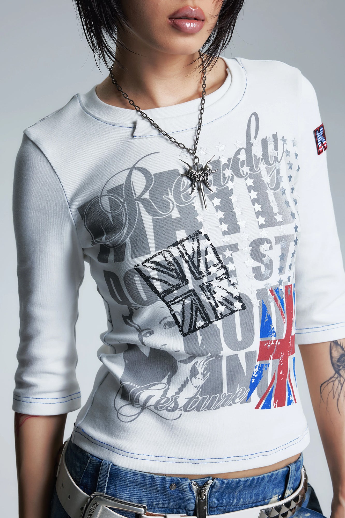 NONAME SPACE Union Jack Graphic Slim Tee