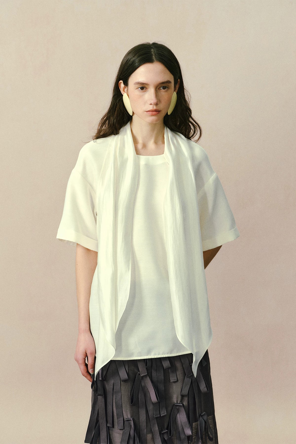 YUANYE Multi-Way Scarf-Tie Oversized Tee