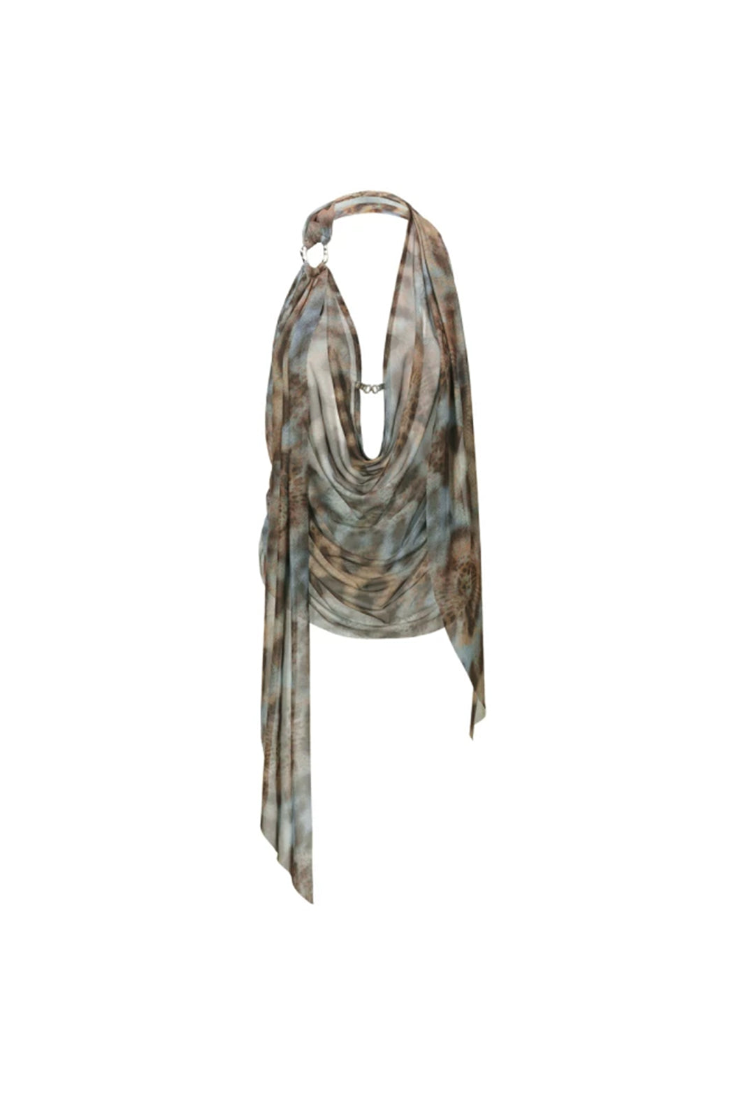JYOSEI Leopard Ring-Halter Draped Top