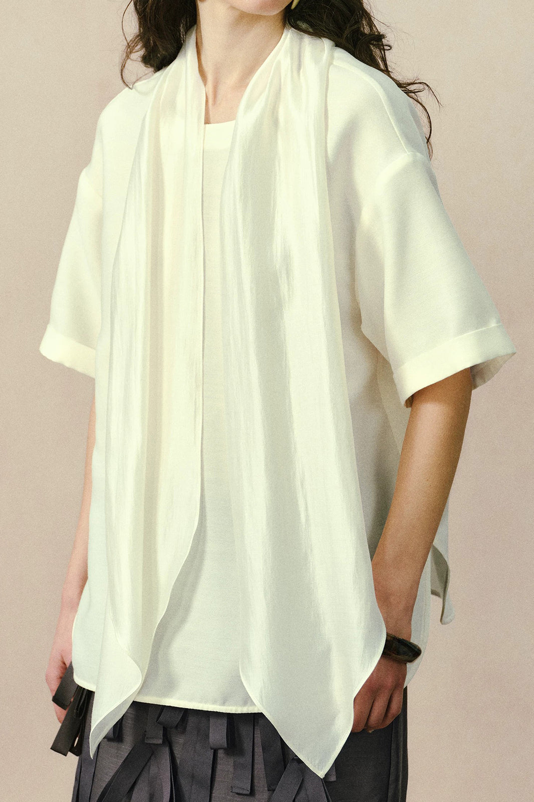 YUANYE Multi-Way Scarf-Tie Oversized Tee