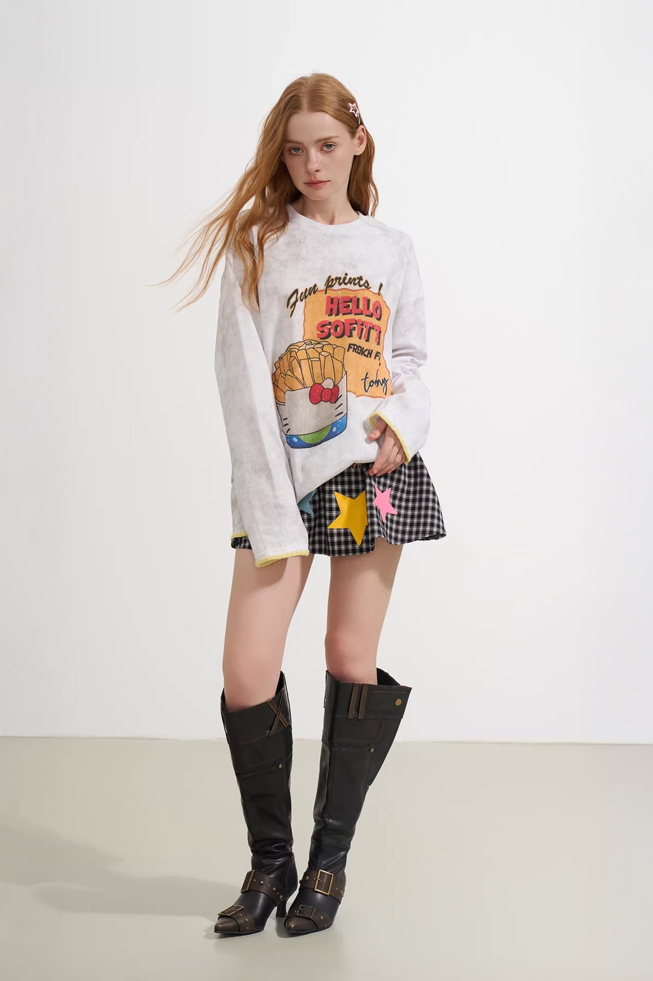 SOFITTE Distressed Fries Graphic Long-Sleeve Tee