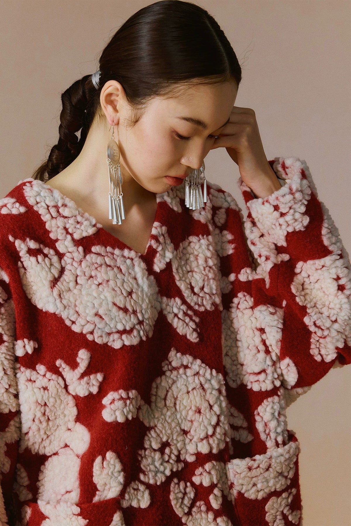 YUANYE Wool-Blend Floral Jacquard Jacket