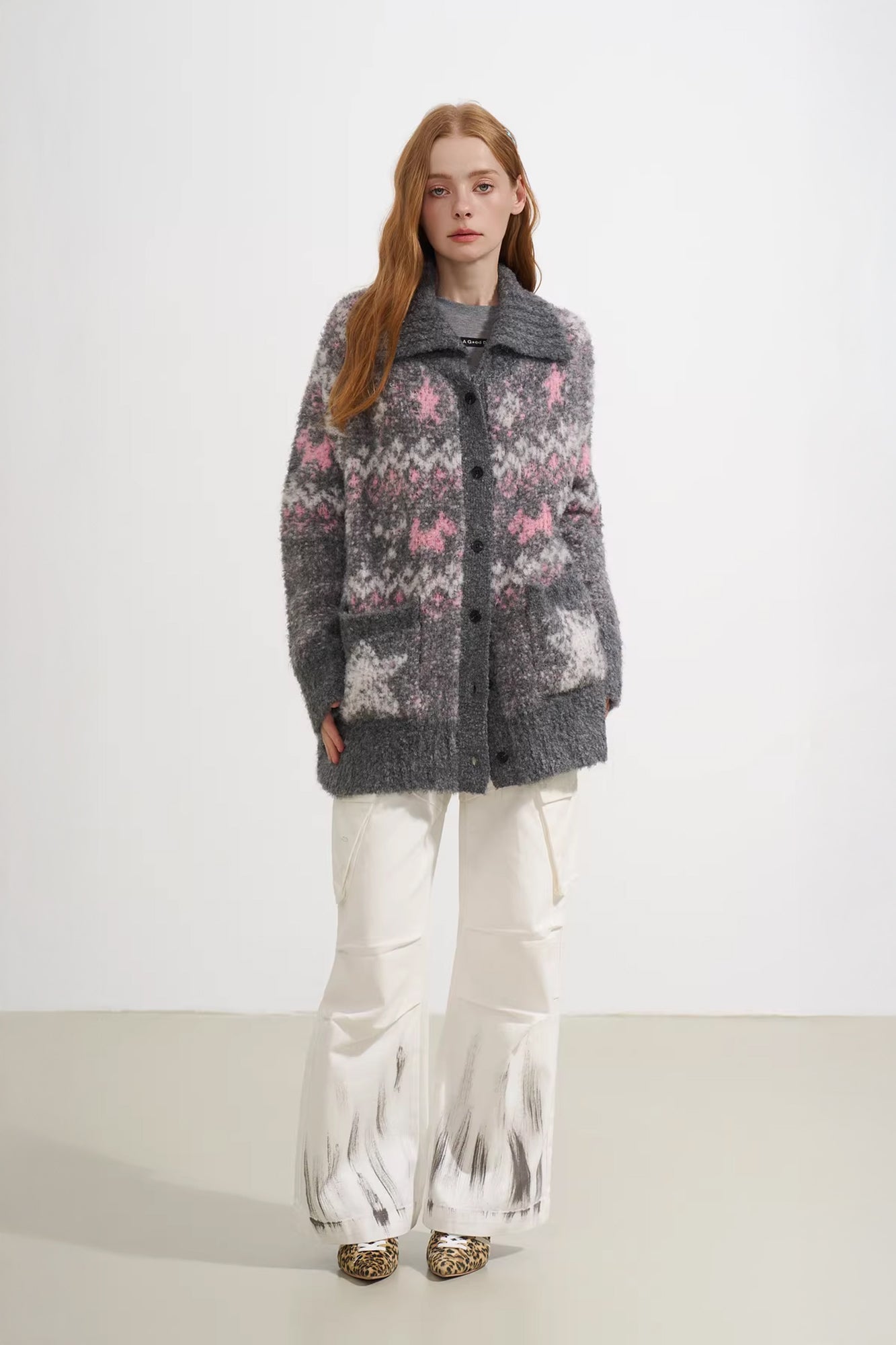 SOFITTE Labeled Fair Isle Bouclé Knit Cardigan