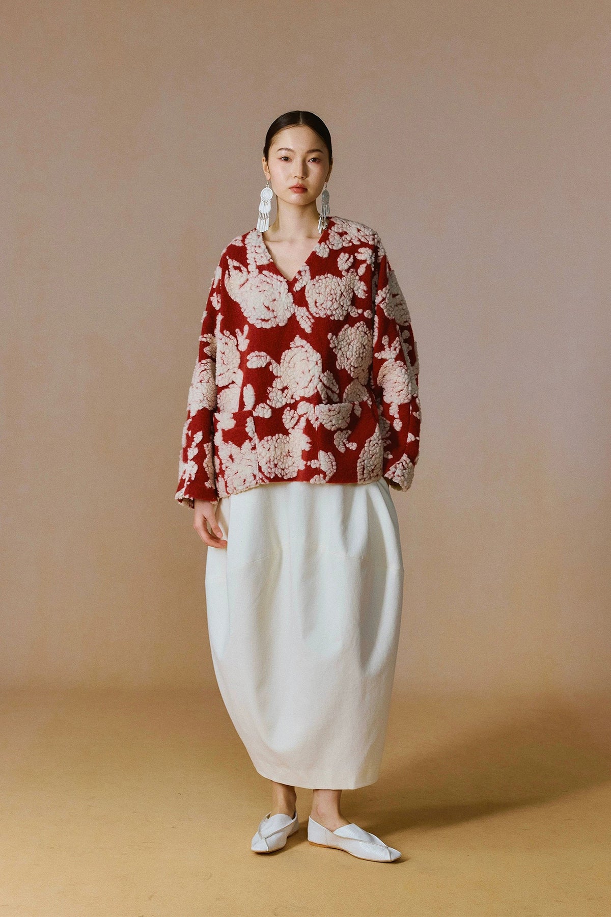 YUANYE Wool-Blend Floral Jacquard Jacket