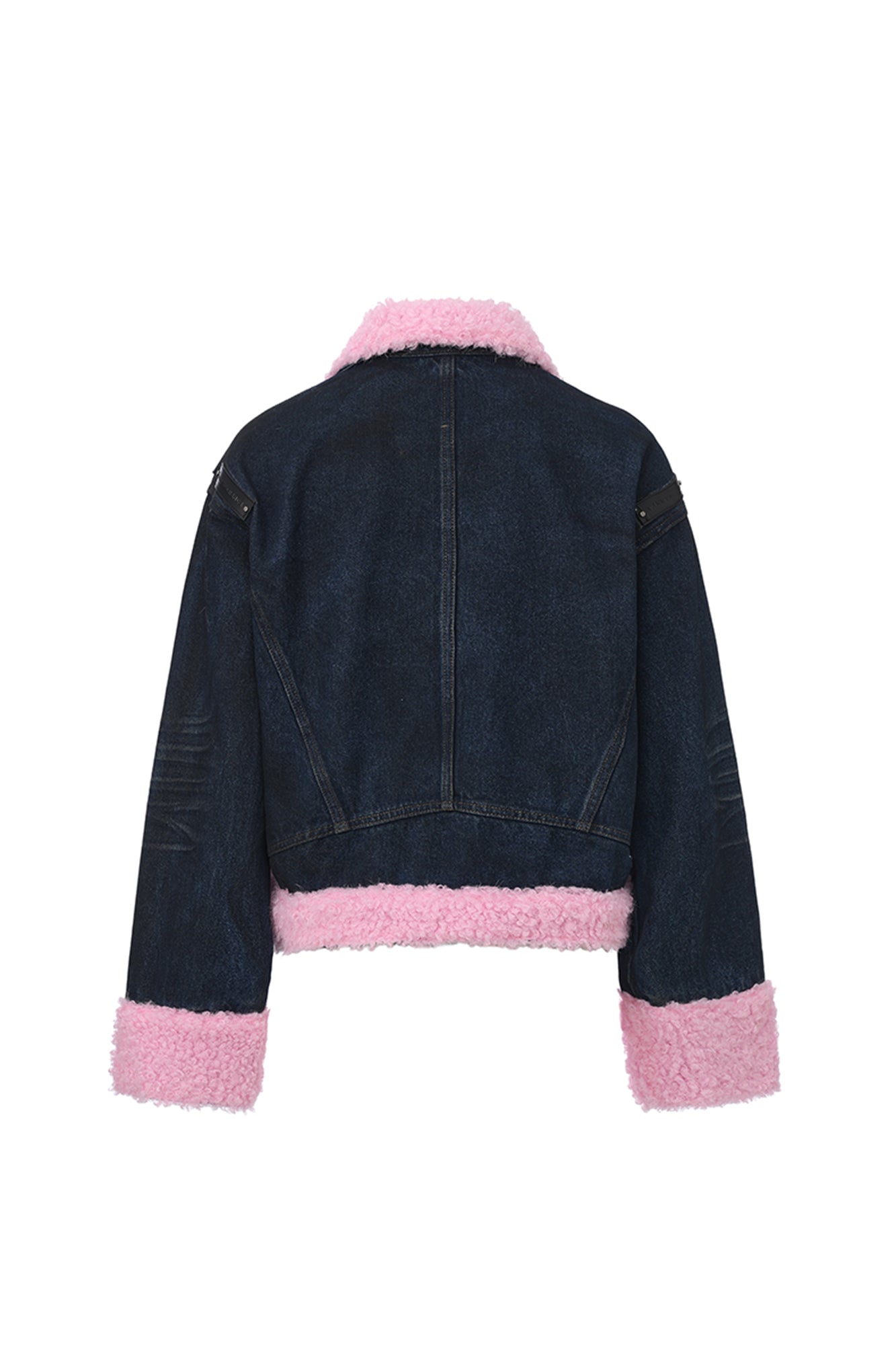 VANN VALRENCE Contrast Shearling-Lined Denim Jacket