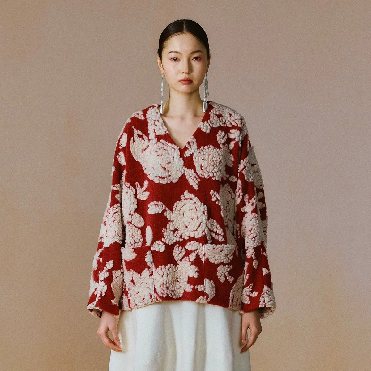 YUANYE Wool-Blend Floral Jacquard Jacket