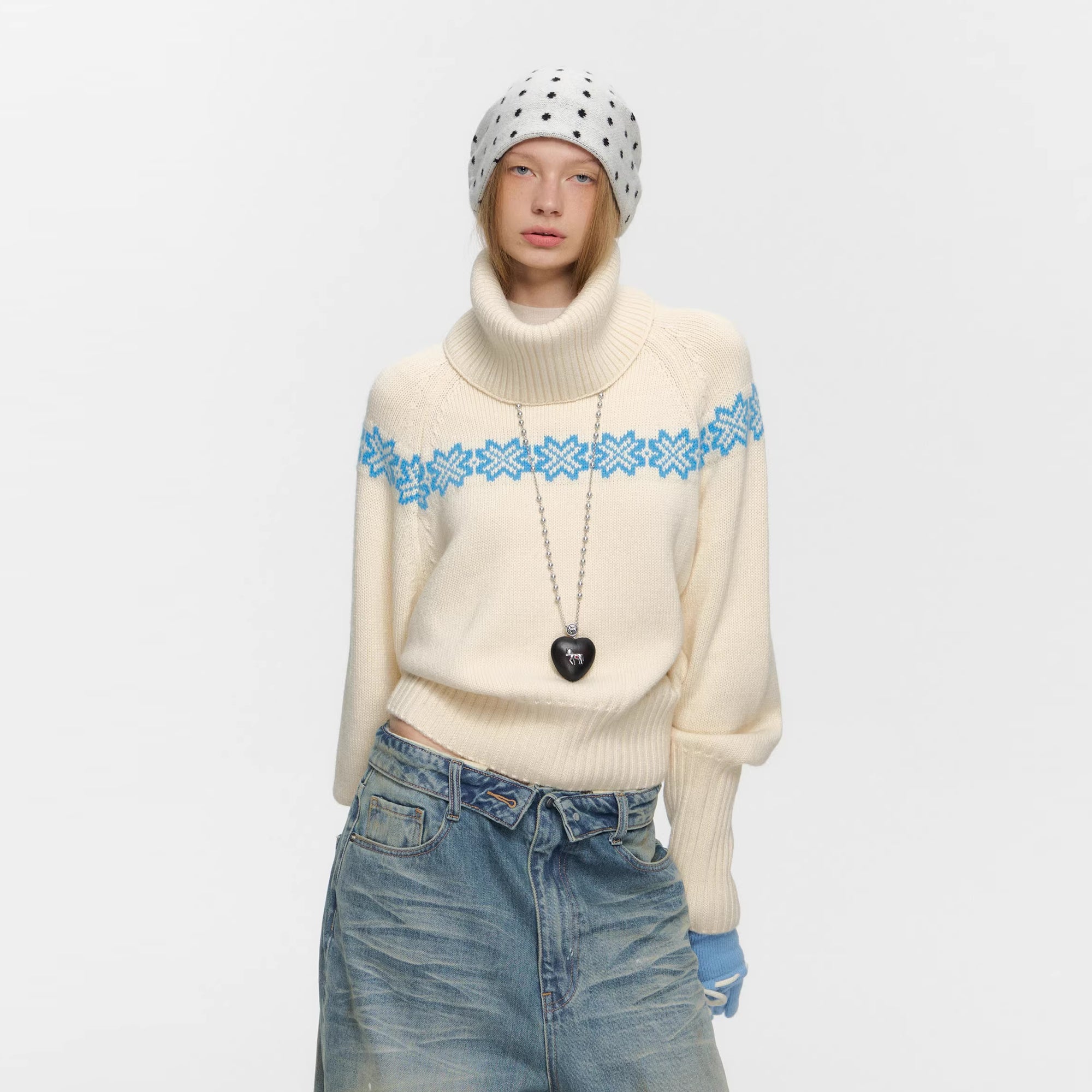 10AMSOTIIIIIIRED Detachable Turtleneck Wool-Blend Fair Isle Sweater