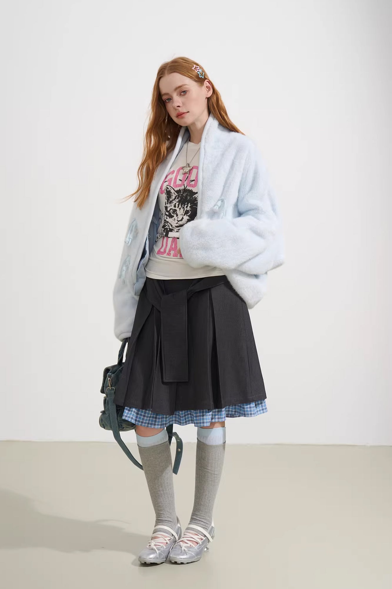 SOFITTE Tie-Waist Pleated Layered Mini Skirt